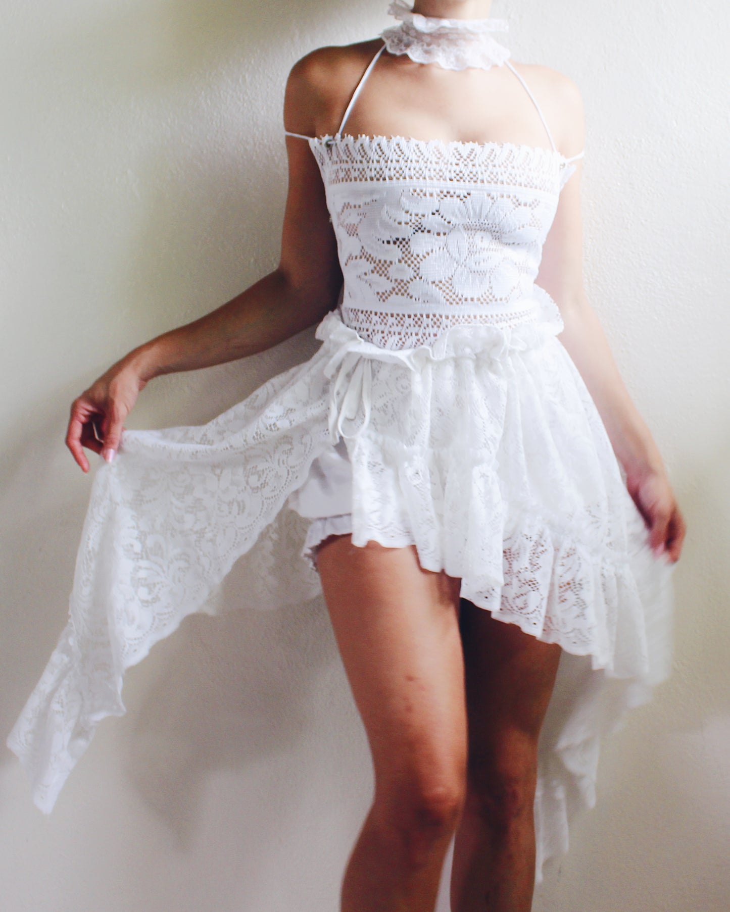 Upcycled Asymmetric Lace Skirt - Ethereal Coquette Style | Vintage Curtain Skirt Inspired by Daughters of the Dust