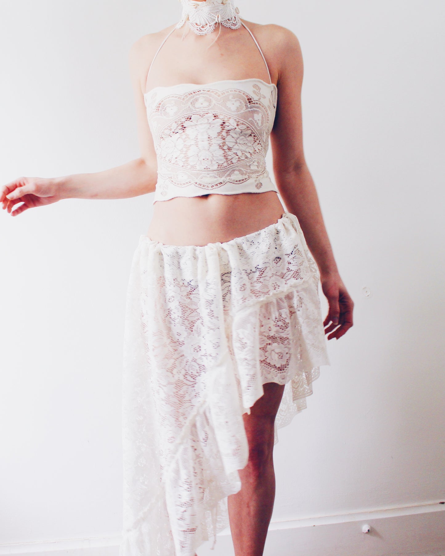 Upcycled Asymmetric Lace Skirt - Ethereal Coquette Style | Vintage Curtain Skirt Inspired by Daughters of the Dust