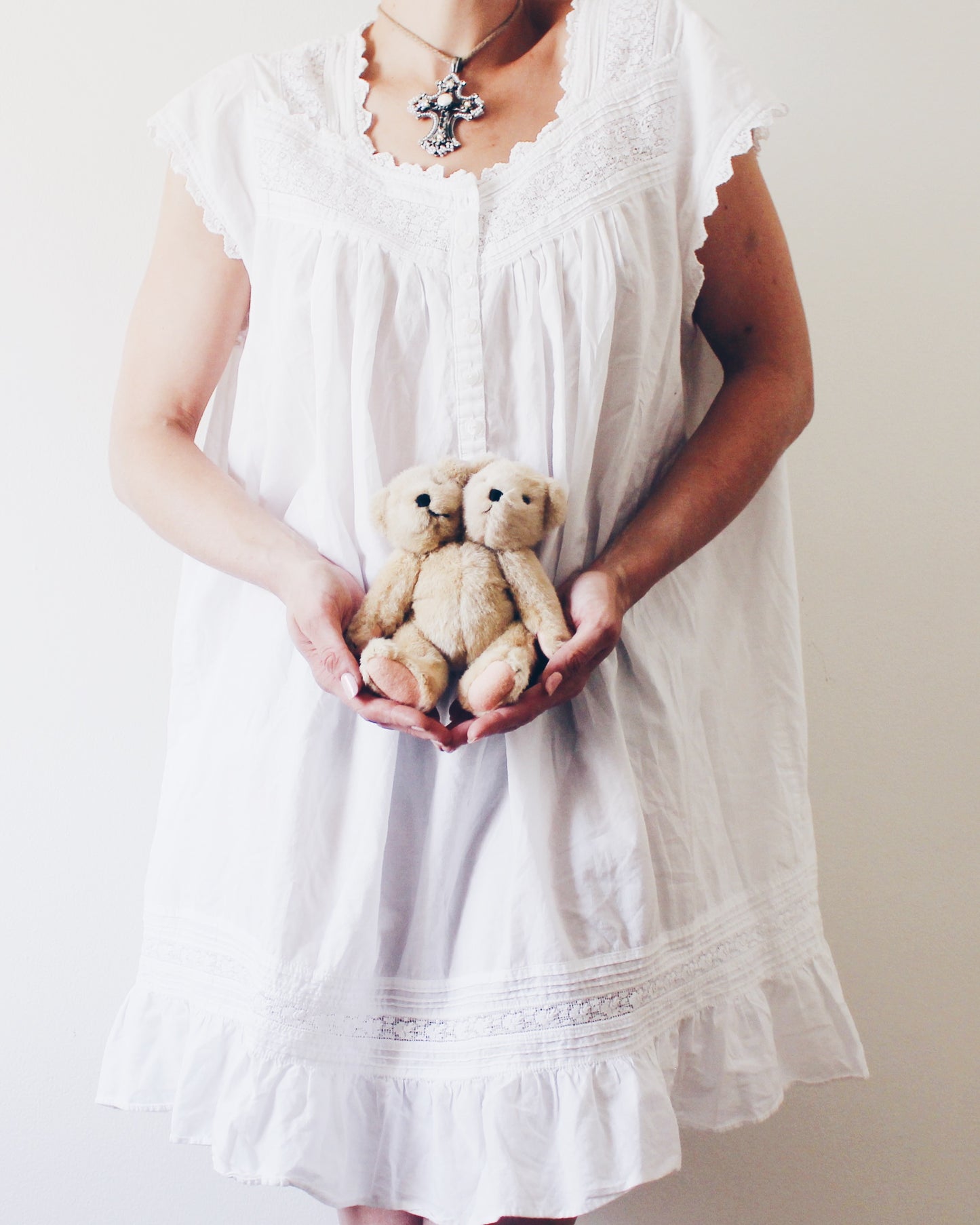 Two-Headed Upcycled Vintage Teddy Bear – Haunted Coquette Plush, Ethereal Marute Toy Art, Spooky Collectible