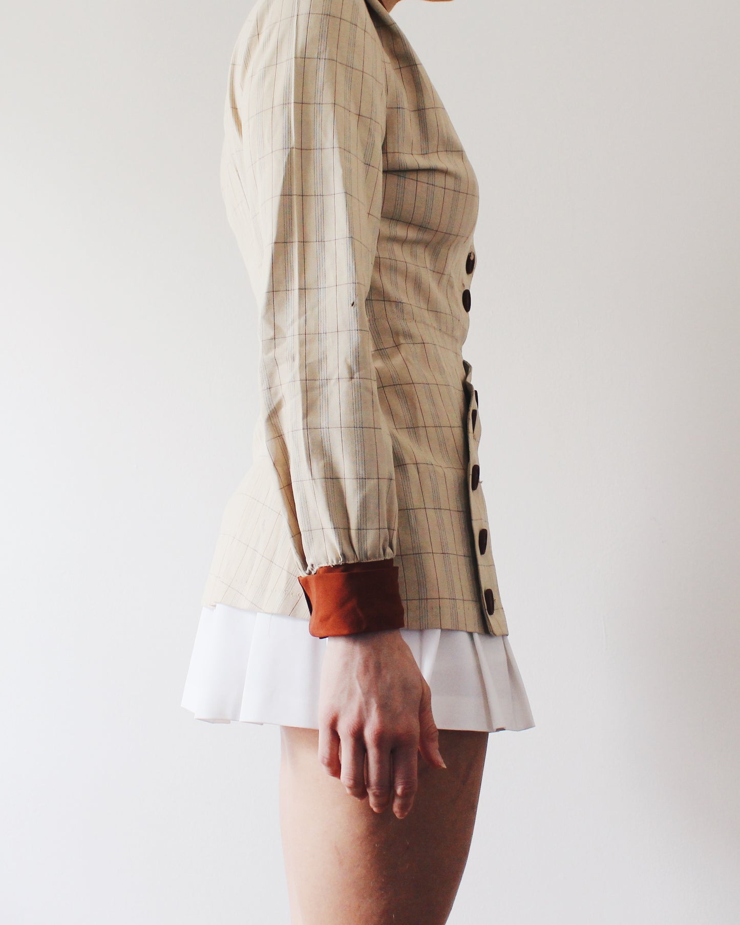 Rare 1970s Vintage Handmade Blouse – Academic Prep School Style, Intellectual Fall Fashion with Stripes & Unique Button Detail