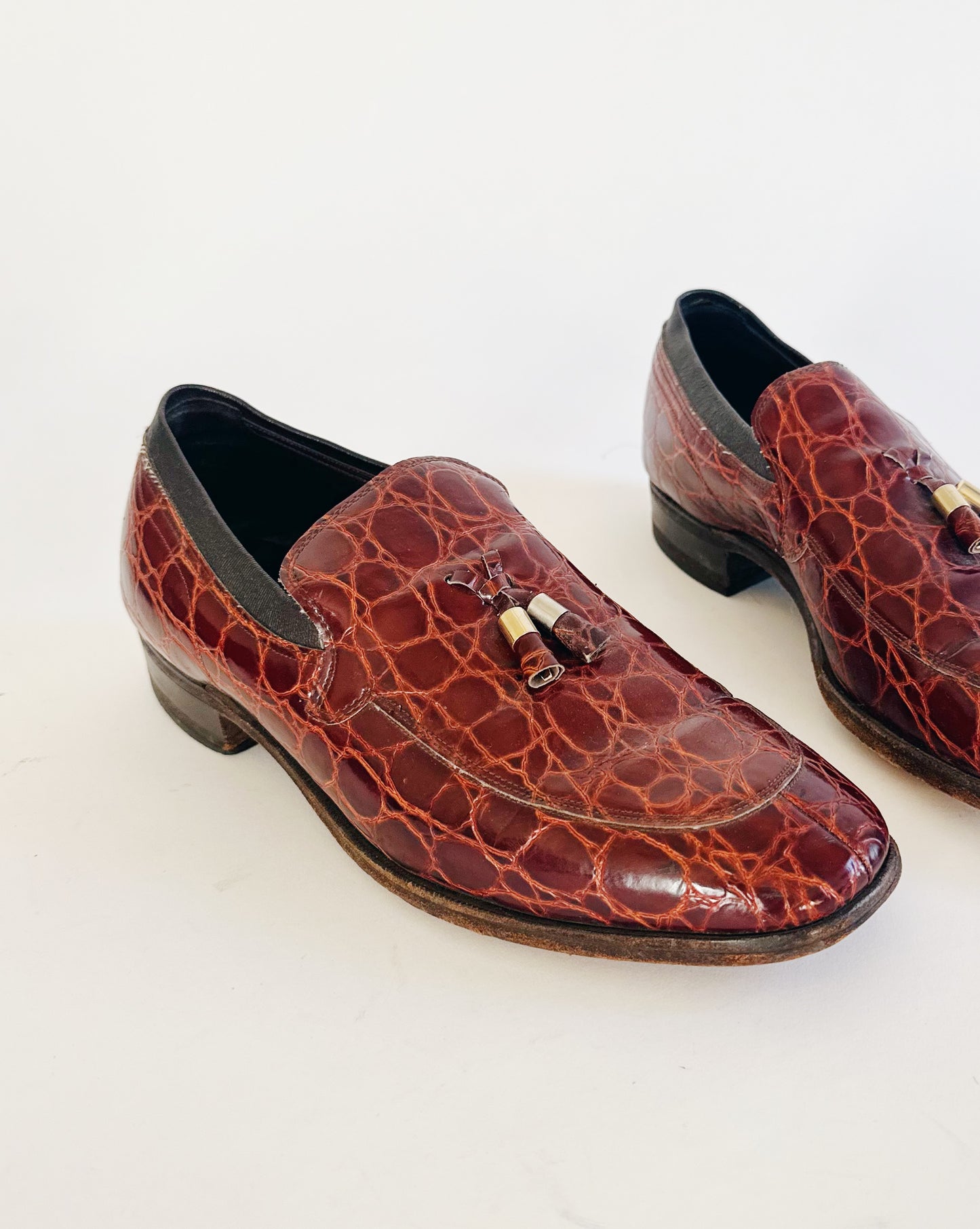 Vintage Nettleton Crocodile Embossed Leather Loafers – Men’s Smart Casual & Formal Slip On Dress Shoes