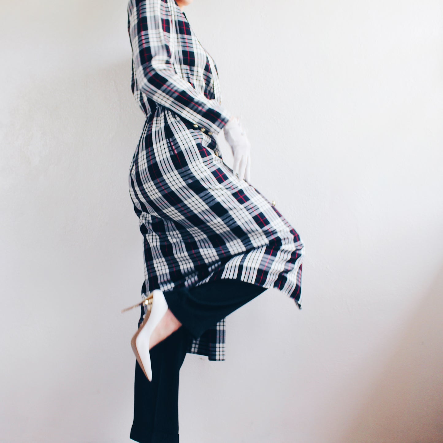 Vintage 90s Plaid Blazer Dress | Chic British Layering Piece - Thom Browne Style