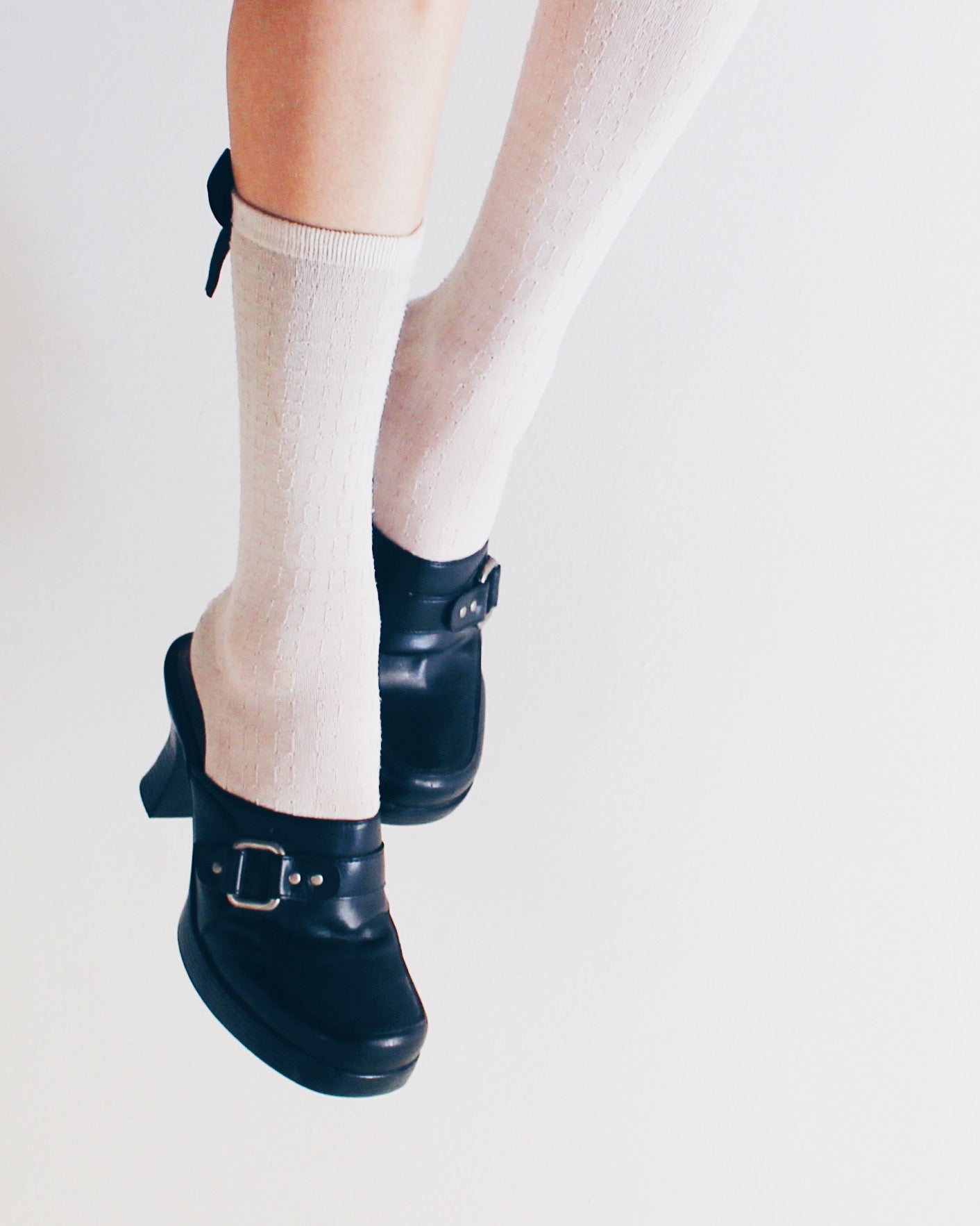 Born Black Leather Chunky Heeled Clogs | 90s Y2K Whimsygoth Buckle Shoes | Academic Goth Platform Style