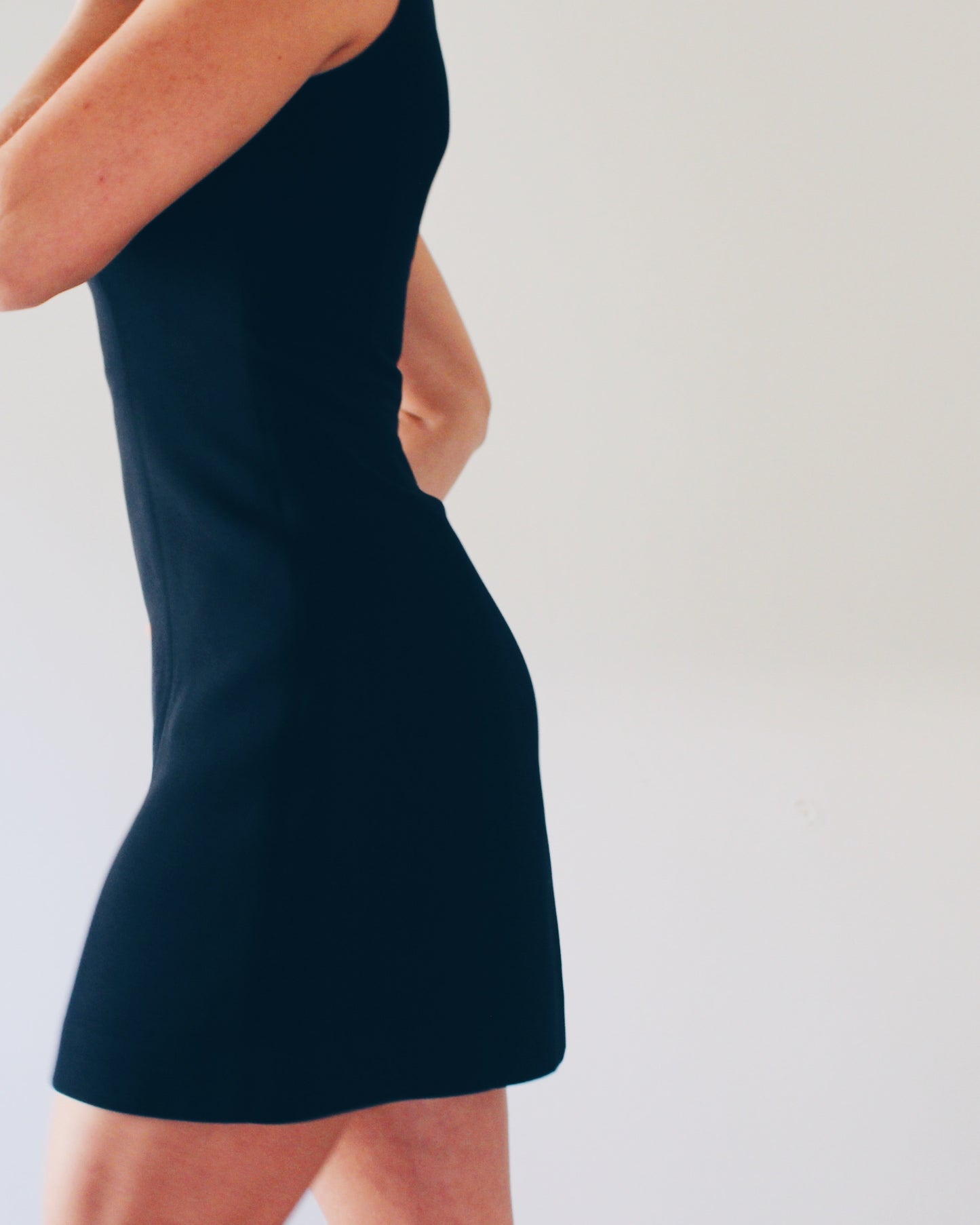 Vintage Bebe Late‑90s Black Mini Dress – Sleek Minimalist Little Black Cocktail & Office Dress