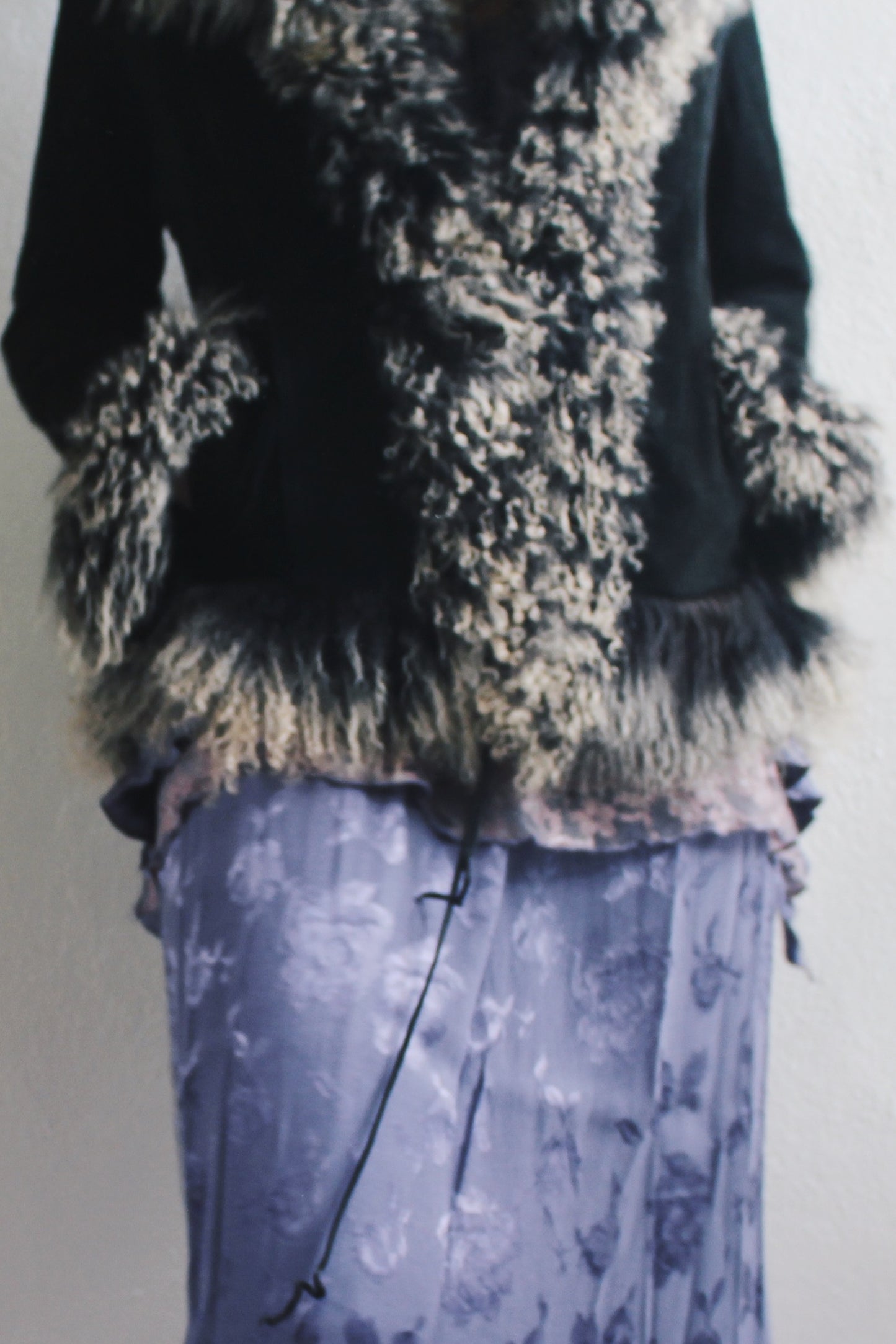 Retro Chic: Vintage Black Fur-Lined Afghan Jacket - Your Whimsygoth Dream!