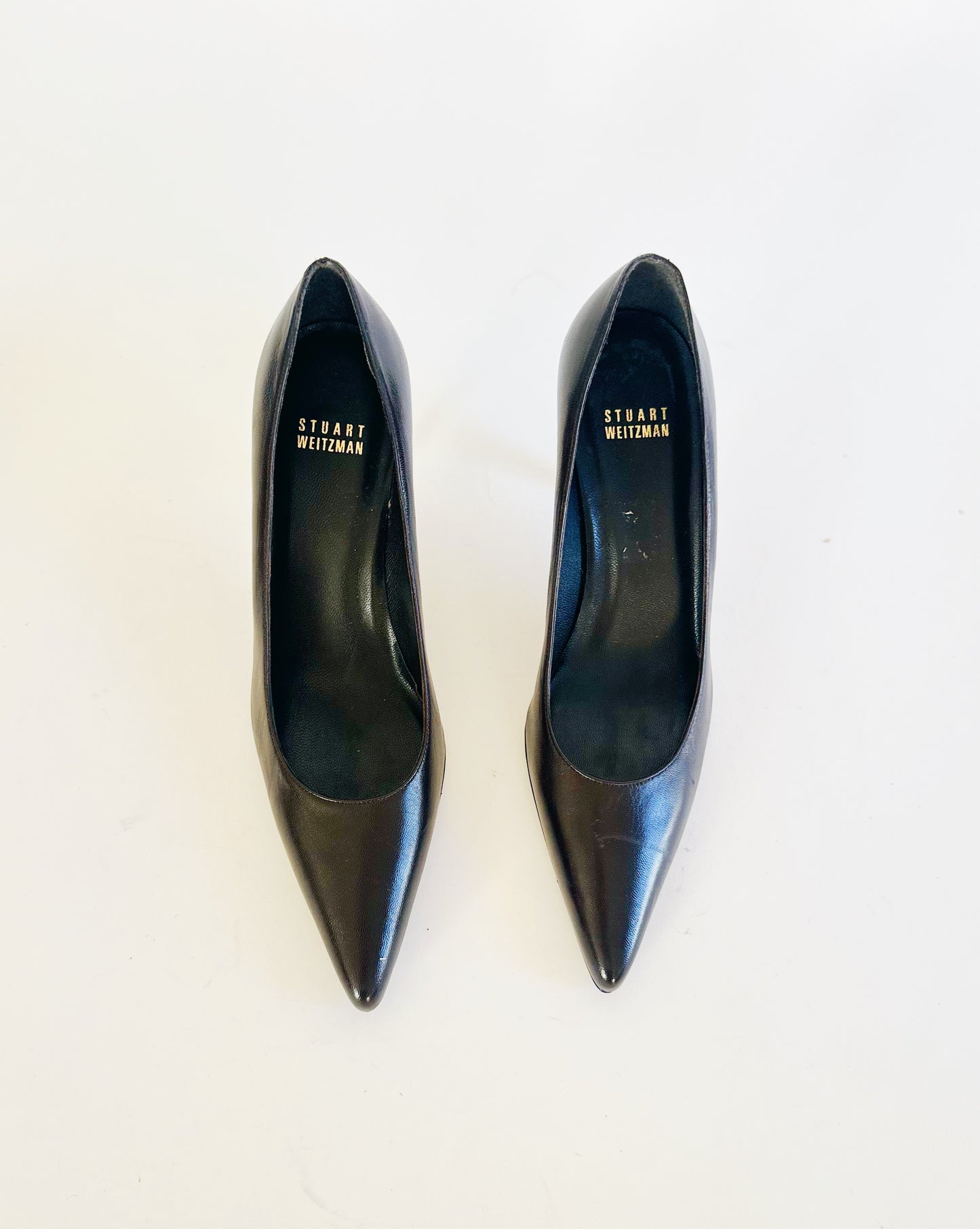 Vintage Stuart Weitzman Dark Chocolate Brown Leather Heels – 90s Minimalist 2 Inch Stiletto Pumps