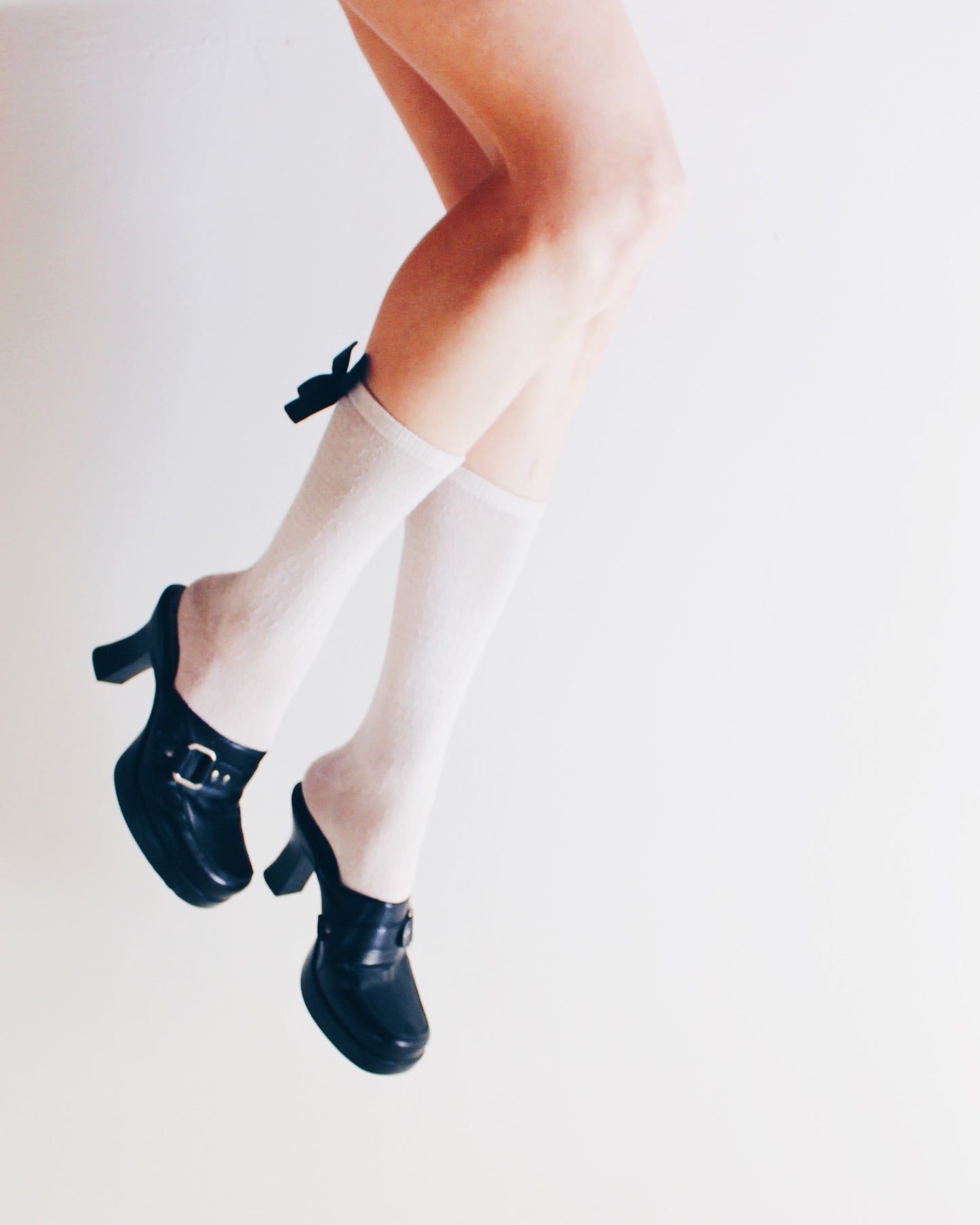 Born Black Leather Chunky Heeled Clogs | 90s Y2K Whimsygoth Buckle Shoes | Academic Goth Platform Style