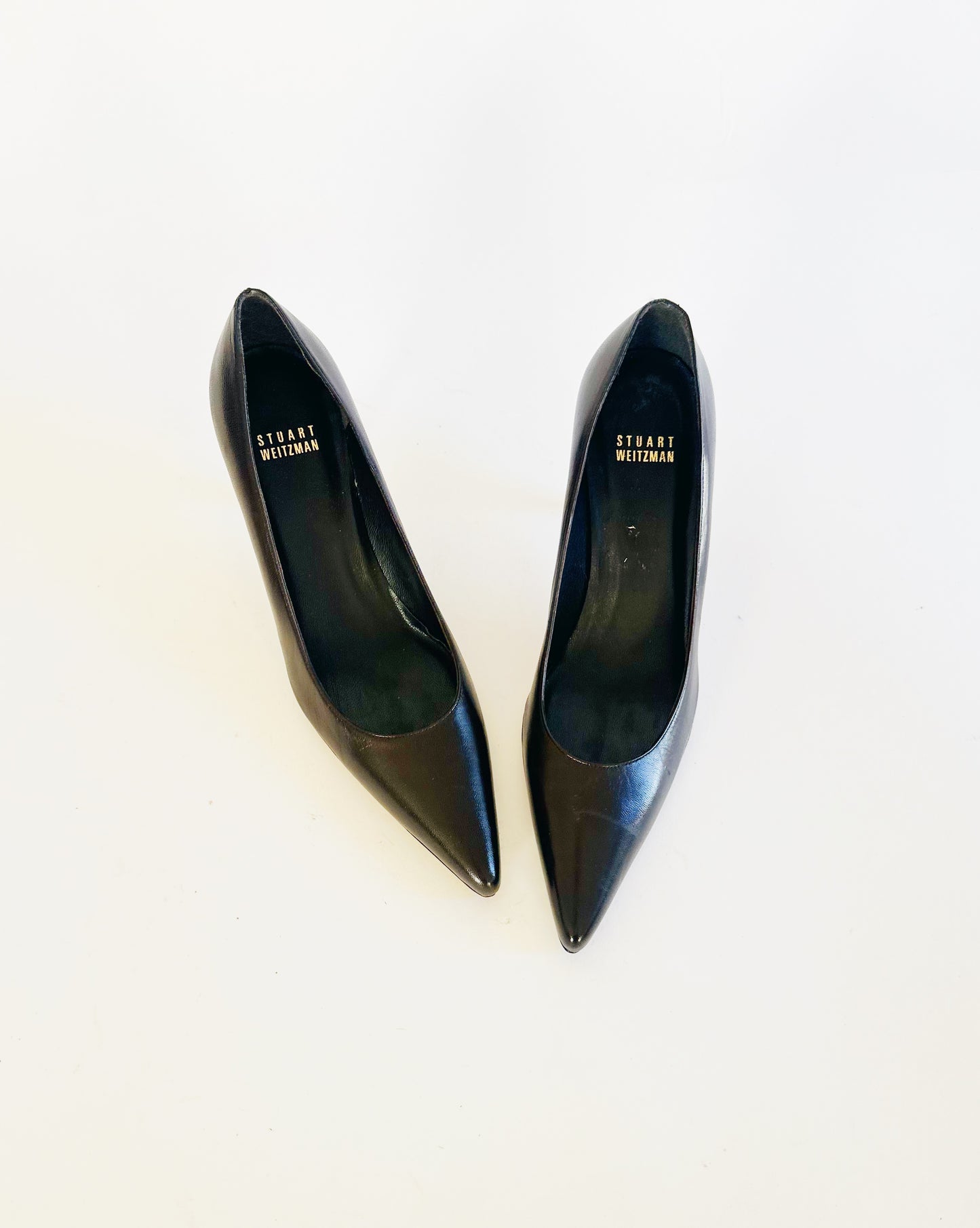 Vintage Stuart Weitzman Dark Chocolate Brown Leather Heels – 90s Minimalist 2 Inch Stiletto Pumps