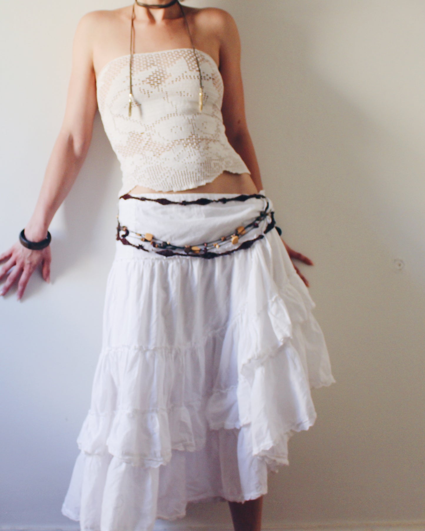 Crochet Couture: Upcycled Doily Crop Top - Reworked equestrian vintage - Festival Outfit