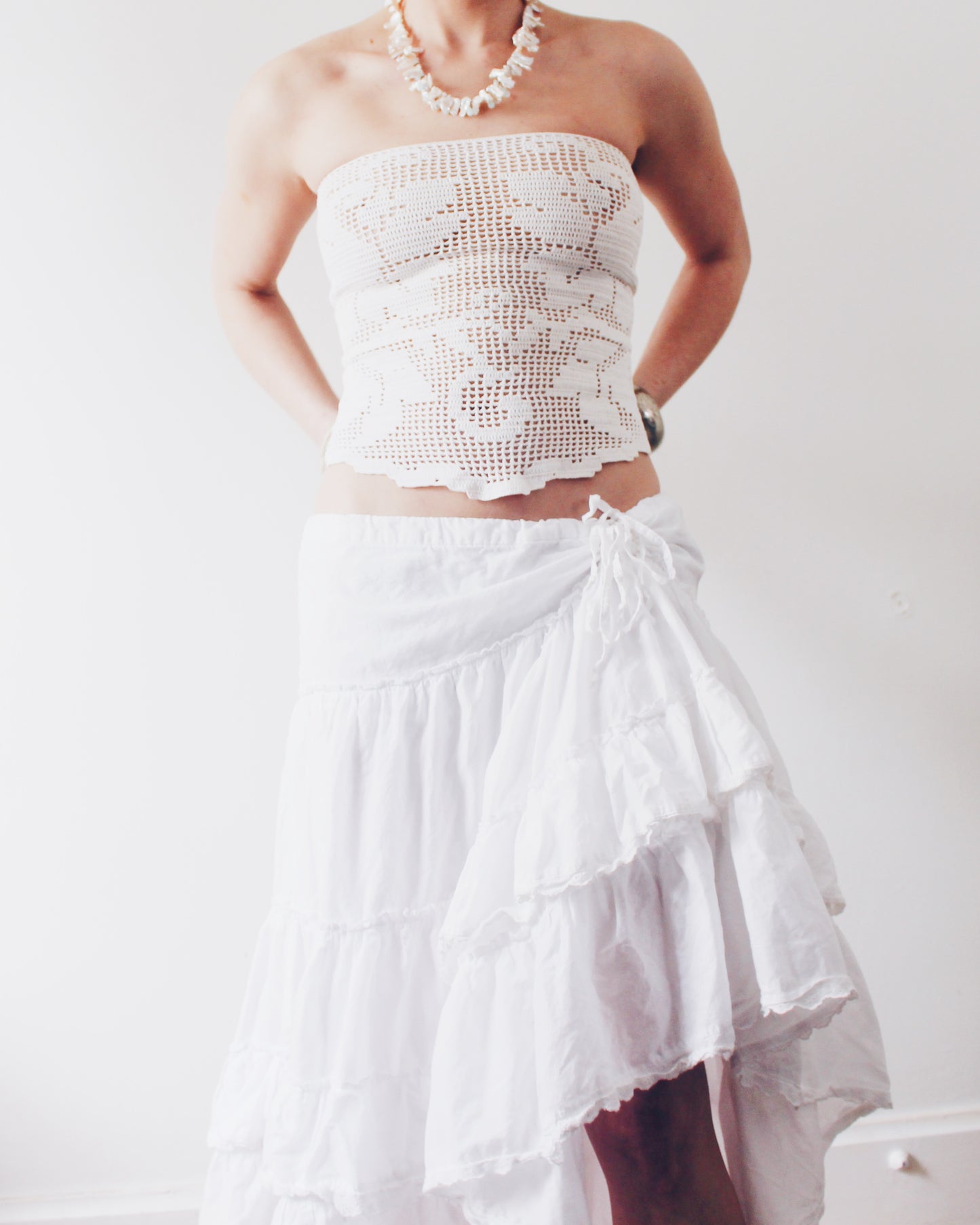 Crochet Couture: Upcycled Doily Crop Top - Reworked vintage - Coachella outfit