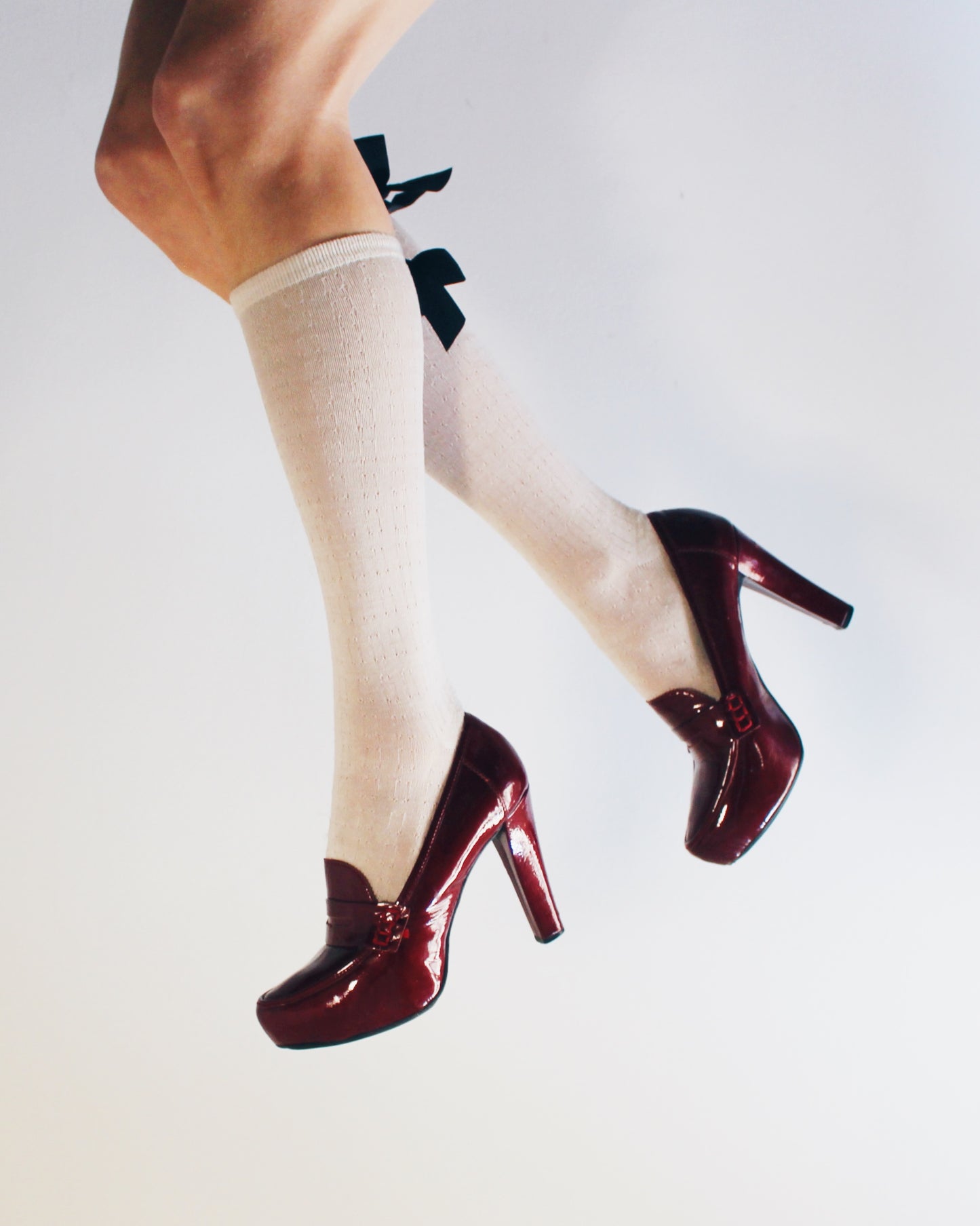 Burgundy Chunky Heeled loafers Librarian shoes with an academic corporate vibe