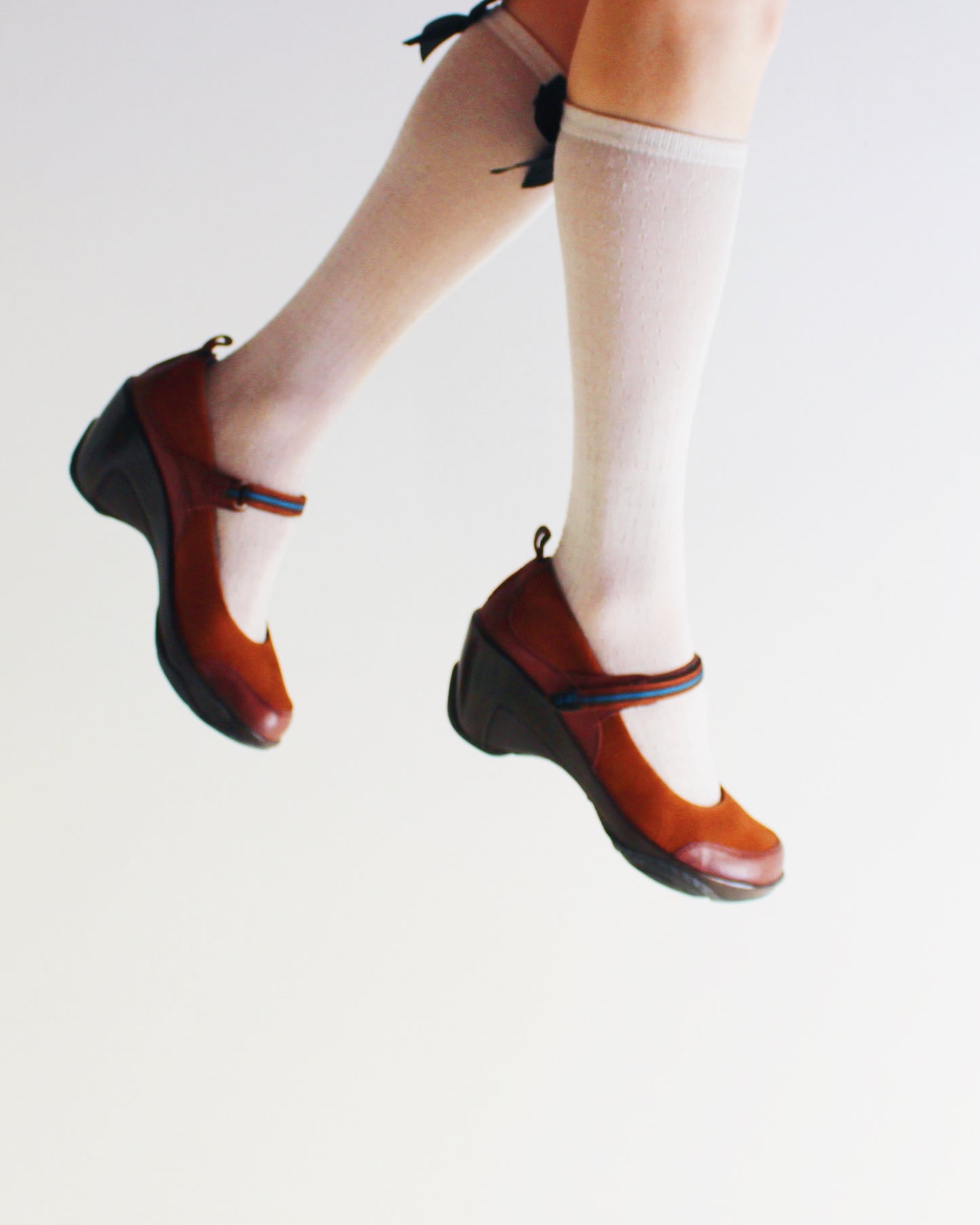 J41 Adventure On Brown Leather Mary Janes | Chunky Heel Orthopedic Support | Coquette Academic Summer Shoes