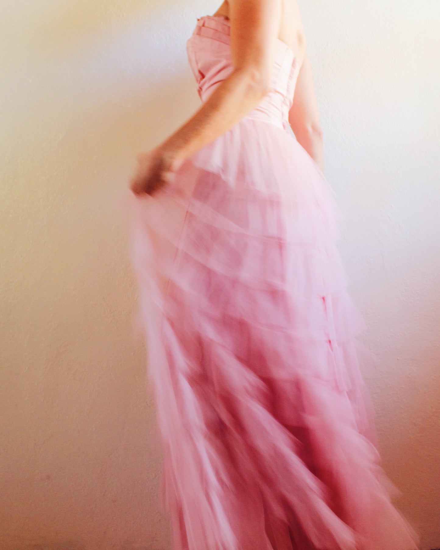 Vintage 1960s Coquette Pink Tiered Tulle Gown – Strapless Bombshell Prom Dress | Ultra-Girlie Princess Statement Piece