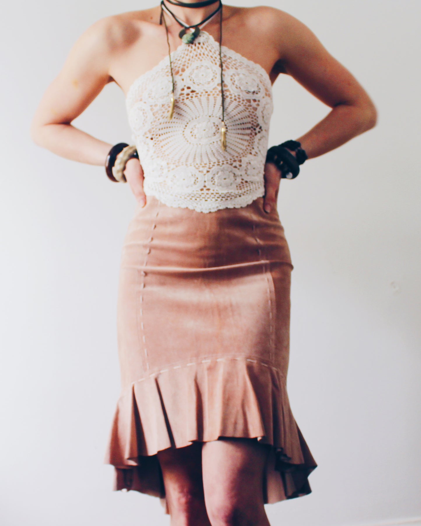 Crochet Couture: Upcycled Doily Crop Top - Reworked vintage - Coachella outfit