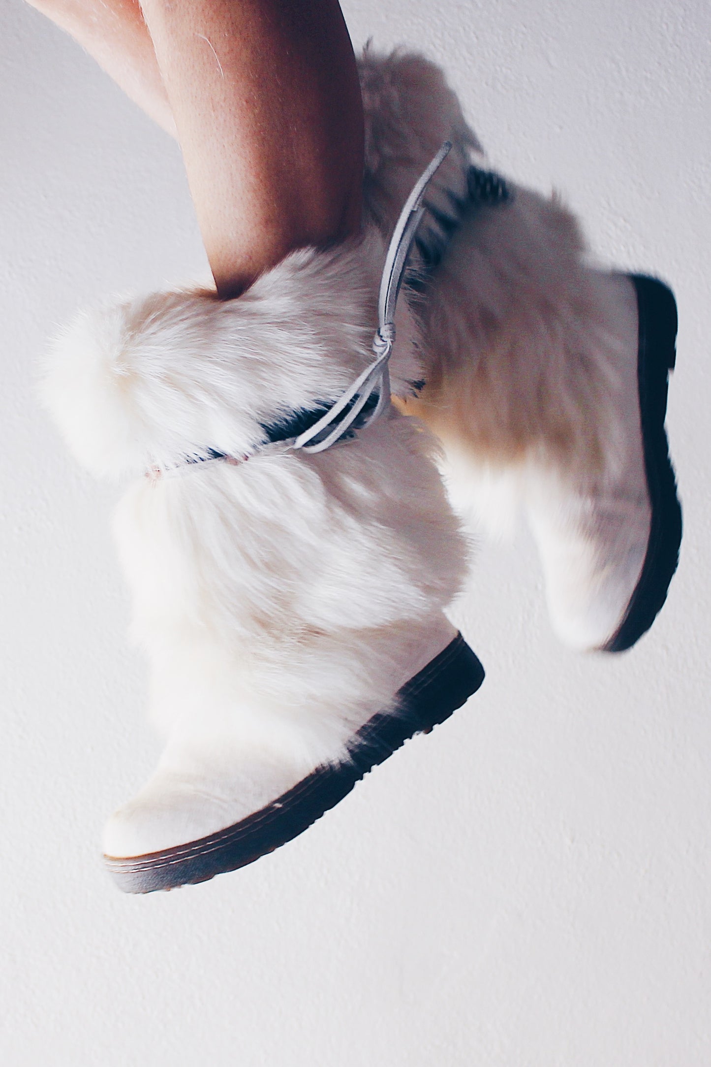 Y2K Fur Fashion: White Bearpaw Boots