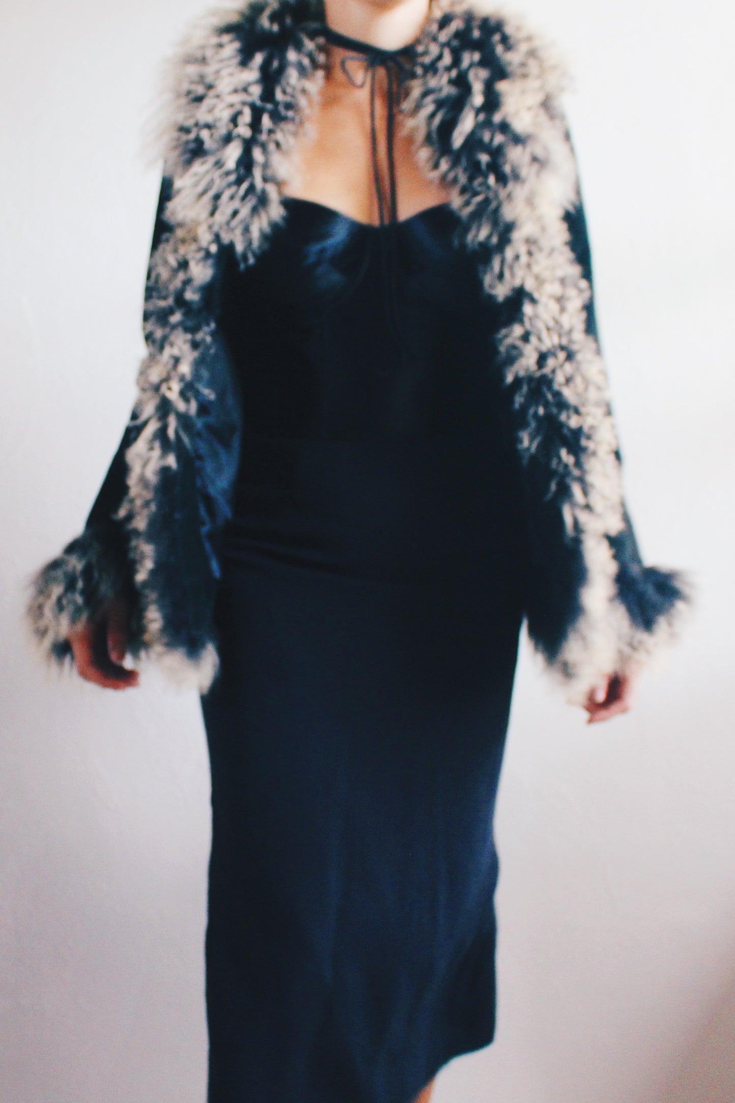 Retro Chic: Vintage Black Fur-Lined Afghan Jacket - Your Whimsygoth Dream!