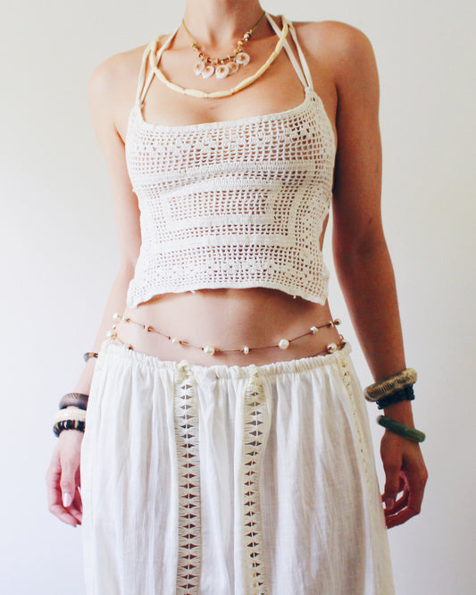 Crochet Couture: Upcycled Doily Crop Top - Reworked vintage - festival outfit