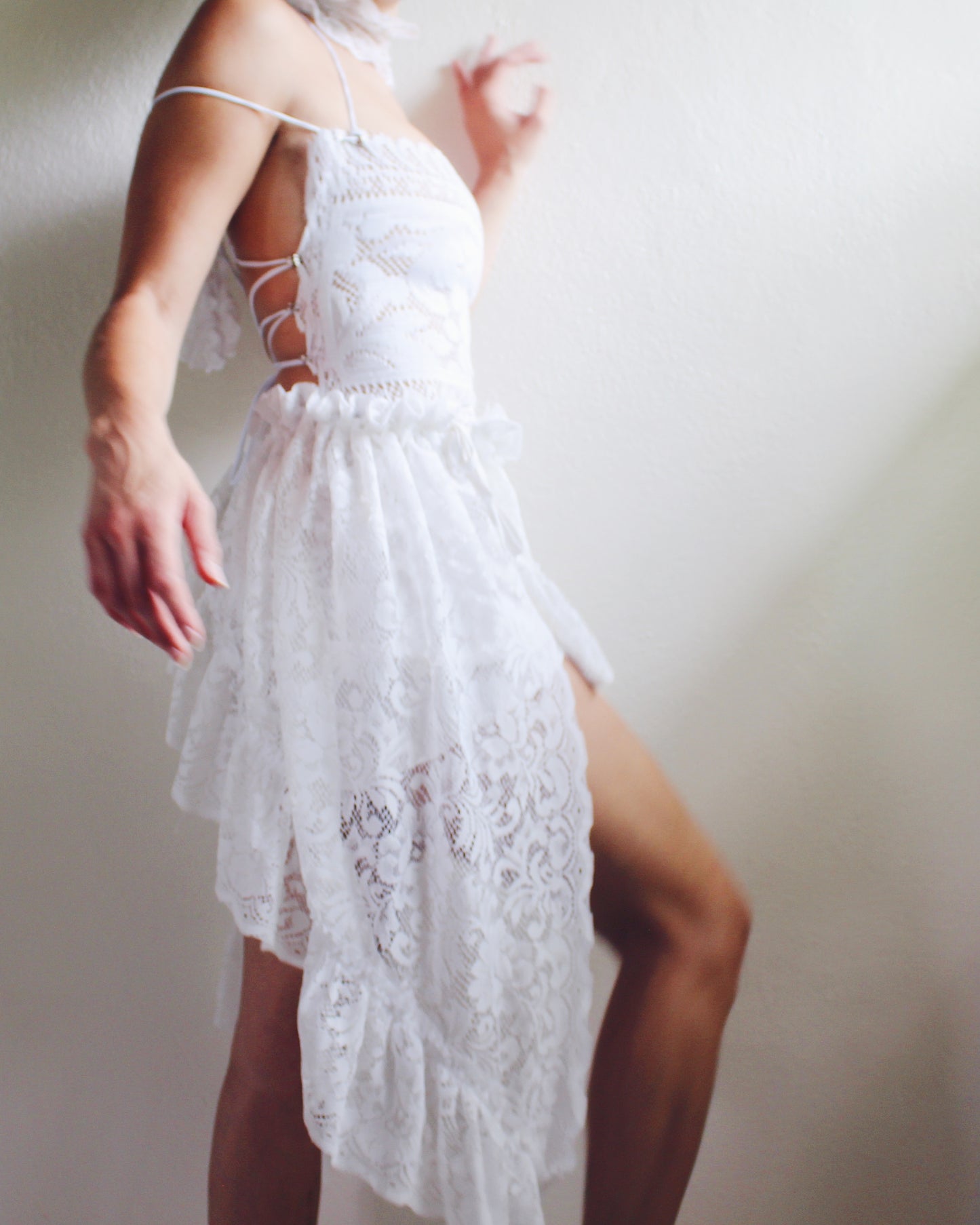 Upcycled Asymmetric Lace Skirt - Ethereal Coquette Style | Vintage Curtain Skirt Inspired by Daughters of the Dust