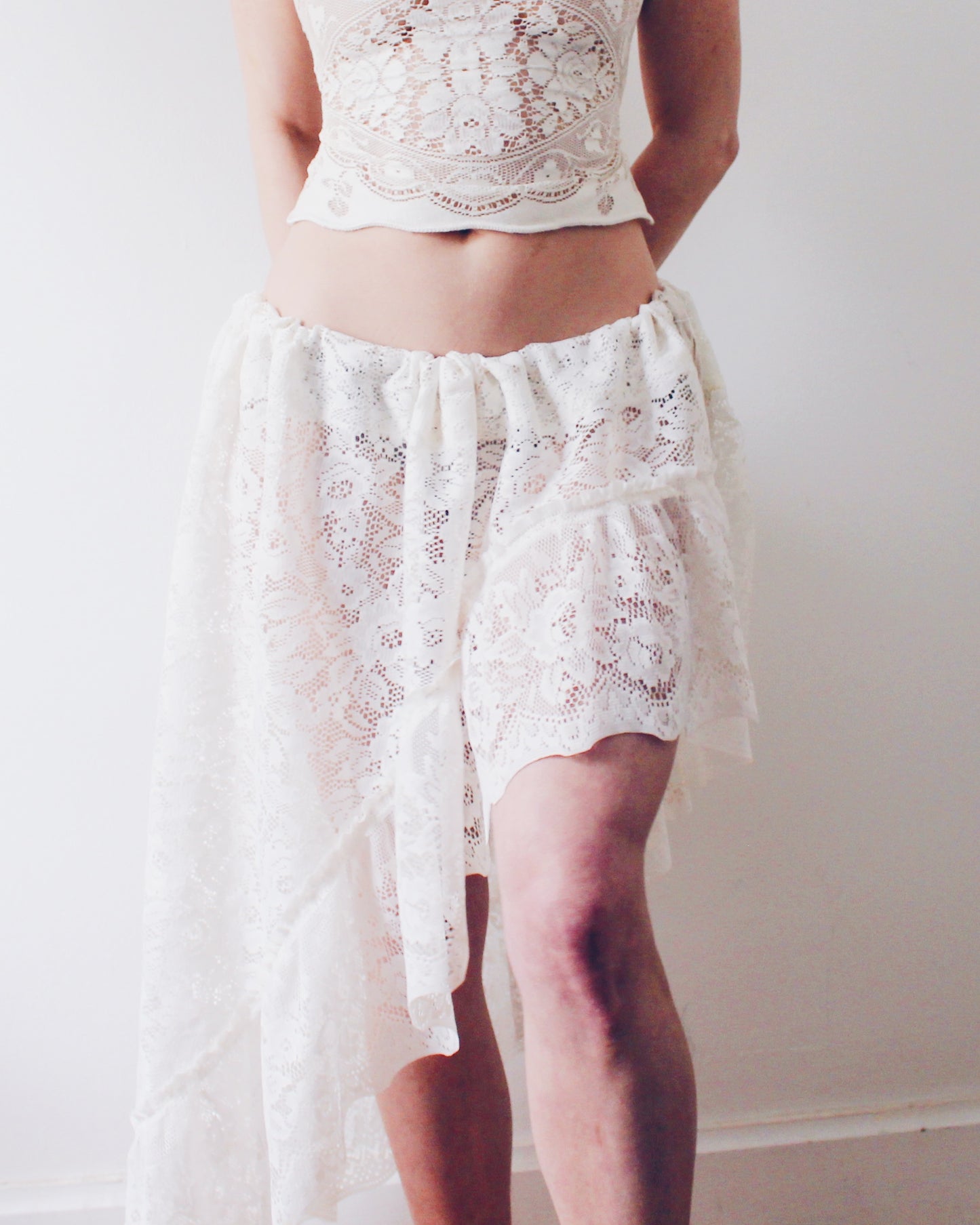 Upcycled Asymmetric Lace Skirt - Ethereal Coquette Style | Vintage Curtain Skirt Inspired by Daughters of the Dust