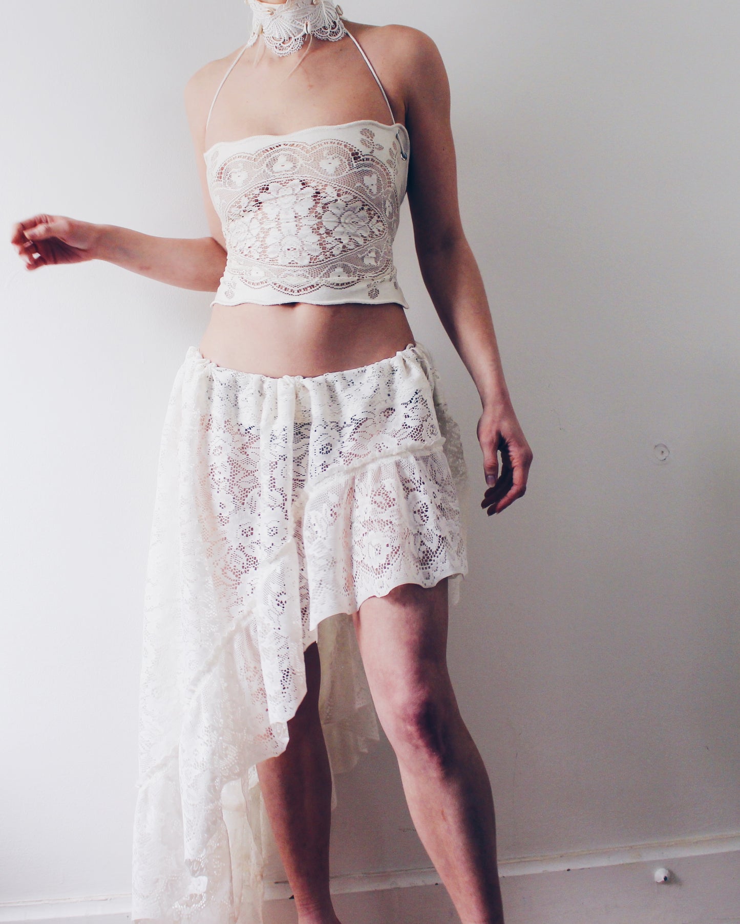 Upcycled Asymmetric Lace Skirt - Ethereal Coquette Style | Vintage Curtain Skirt Inspired by Daughters of the Dust