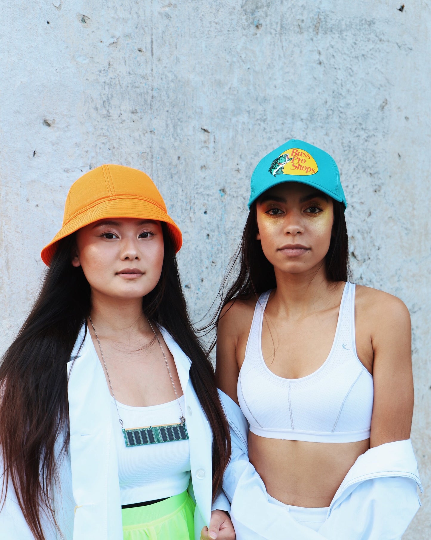 Vintage Neon Orange Thermal Bucket Hat - Gorp Core Utility Streetwear