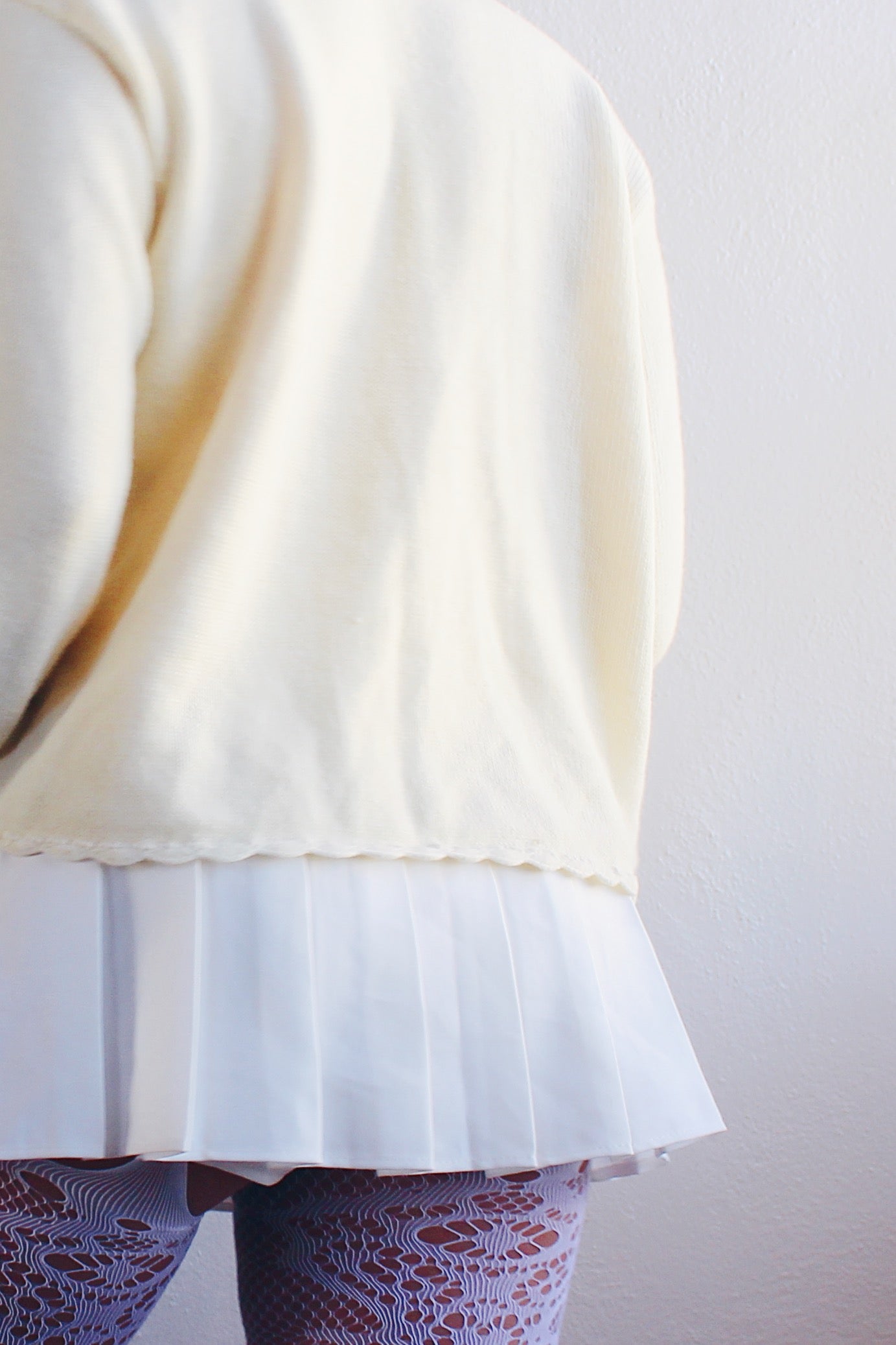 Vintage Cream Knit Floral Coquette Cardigan | 1980s Retro Flower Sweater | Cozy Kawaii Chic