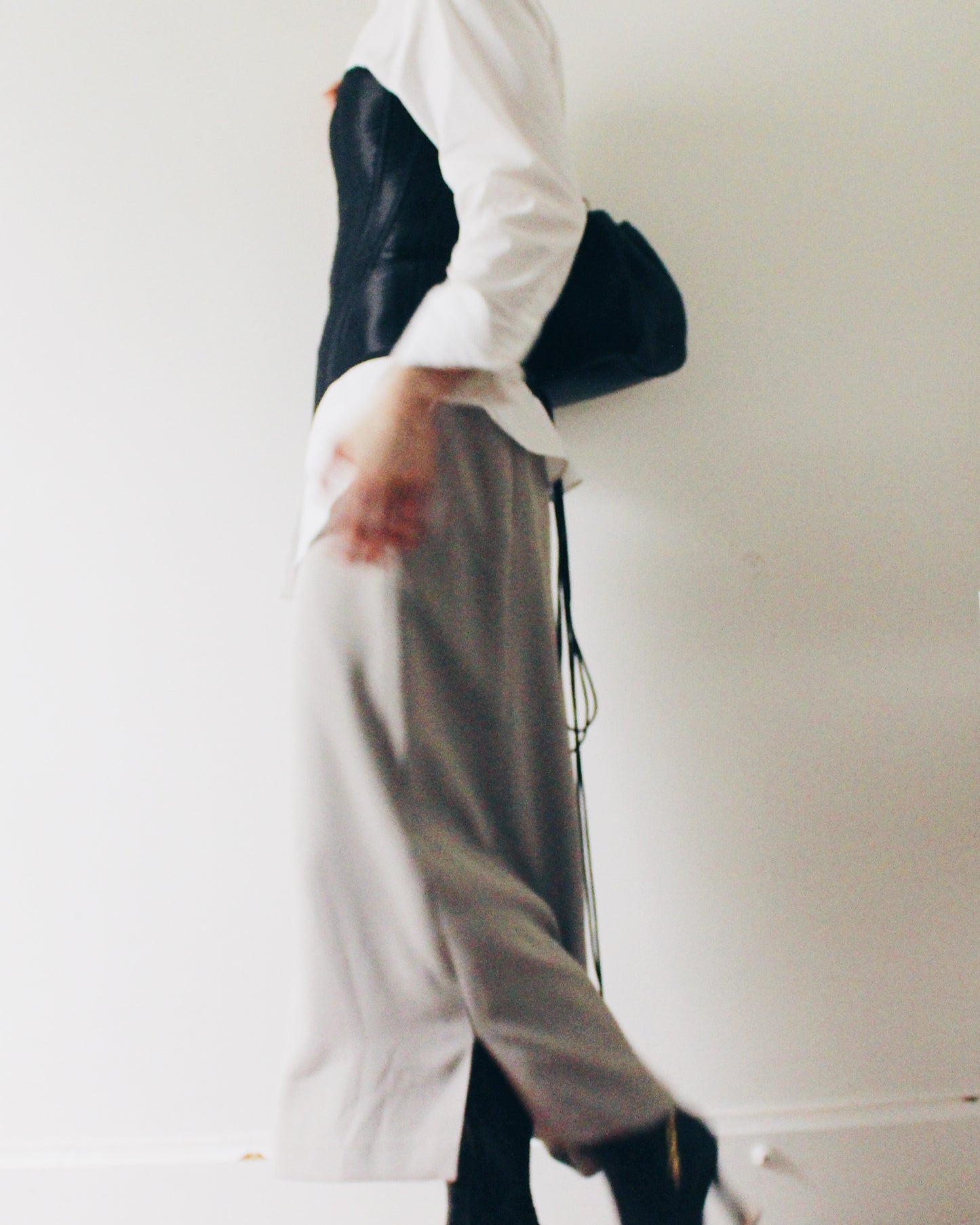 Vintage Grey Maxi Skirt by Karen Scott – 90s Minimalist Long Skirt | High or Low Rise Neutral Capsule Wardrobe Staple