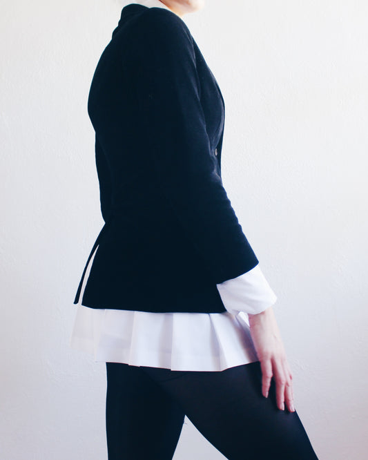 Vintage Tokens Japan Black Cotton Blazer – 1980s Tailored Minimalist Jacket | Made in Japan