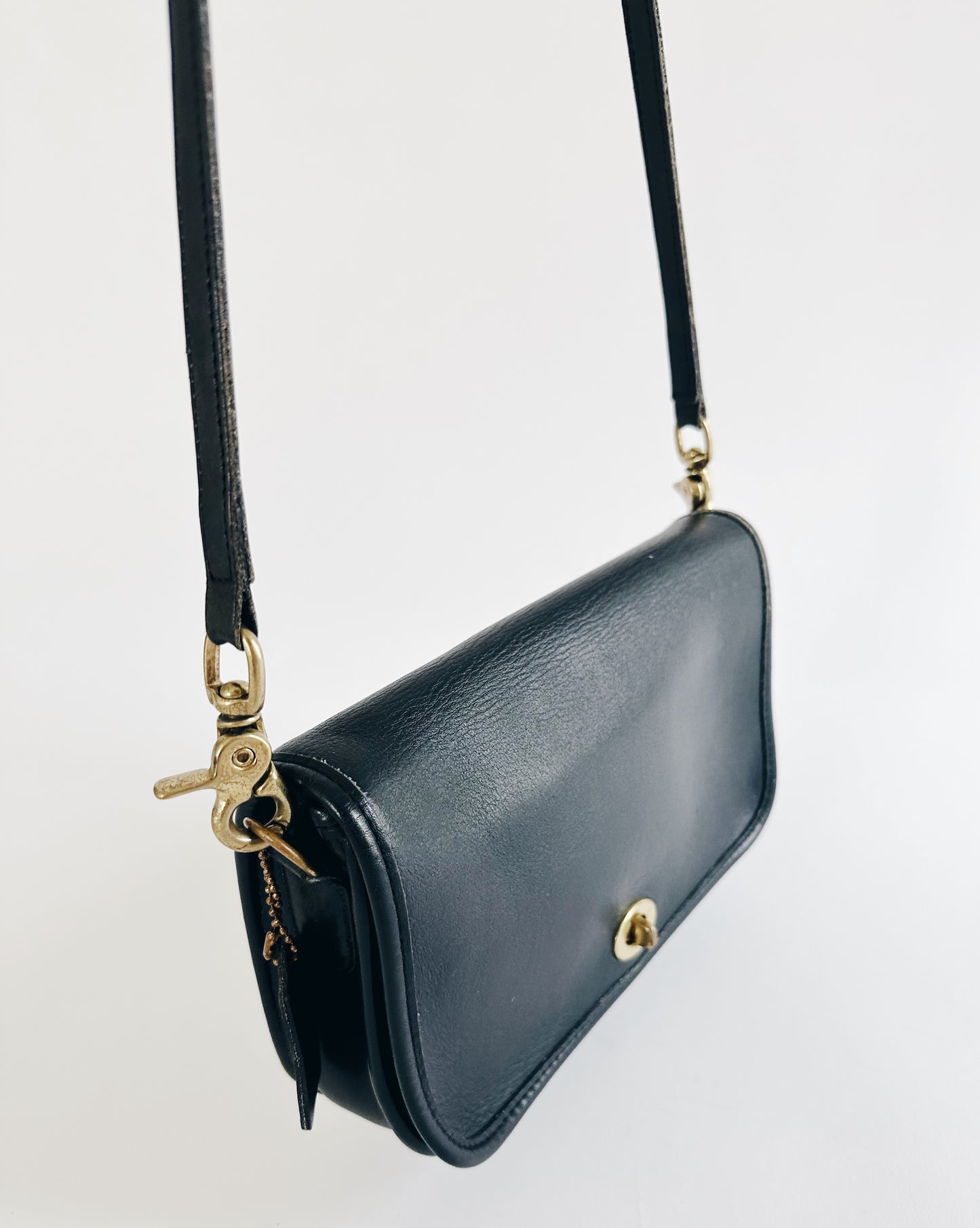 Vintage Coach Black Patent Leather Crossbody – 90s Minimalist Chic Bag