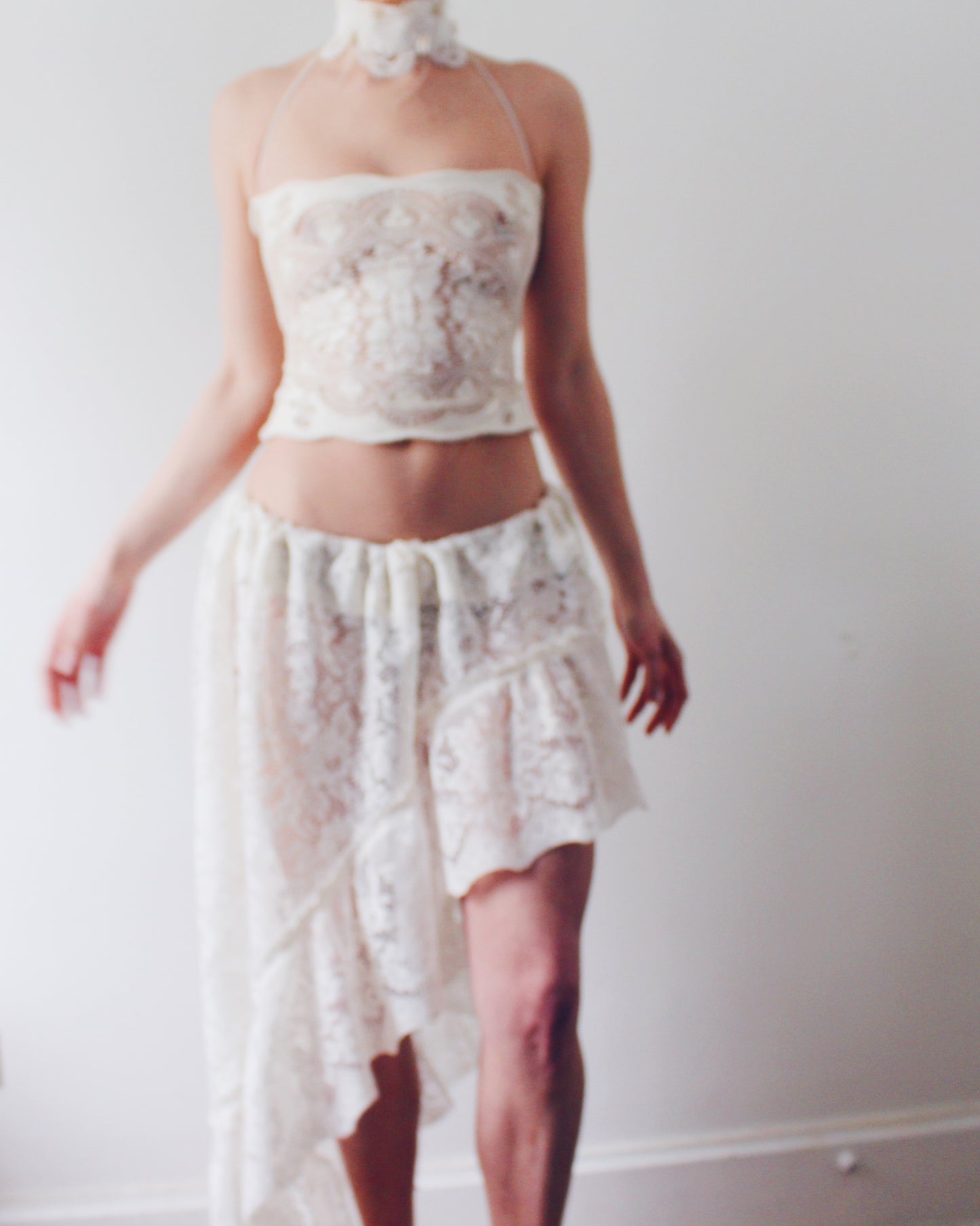 Upcycled Asymmetric Lace Skirt - Ethereal Coquette Style | Vintage Curtain Skirt Inspired by Daughters of the Dust