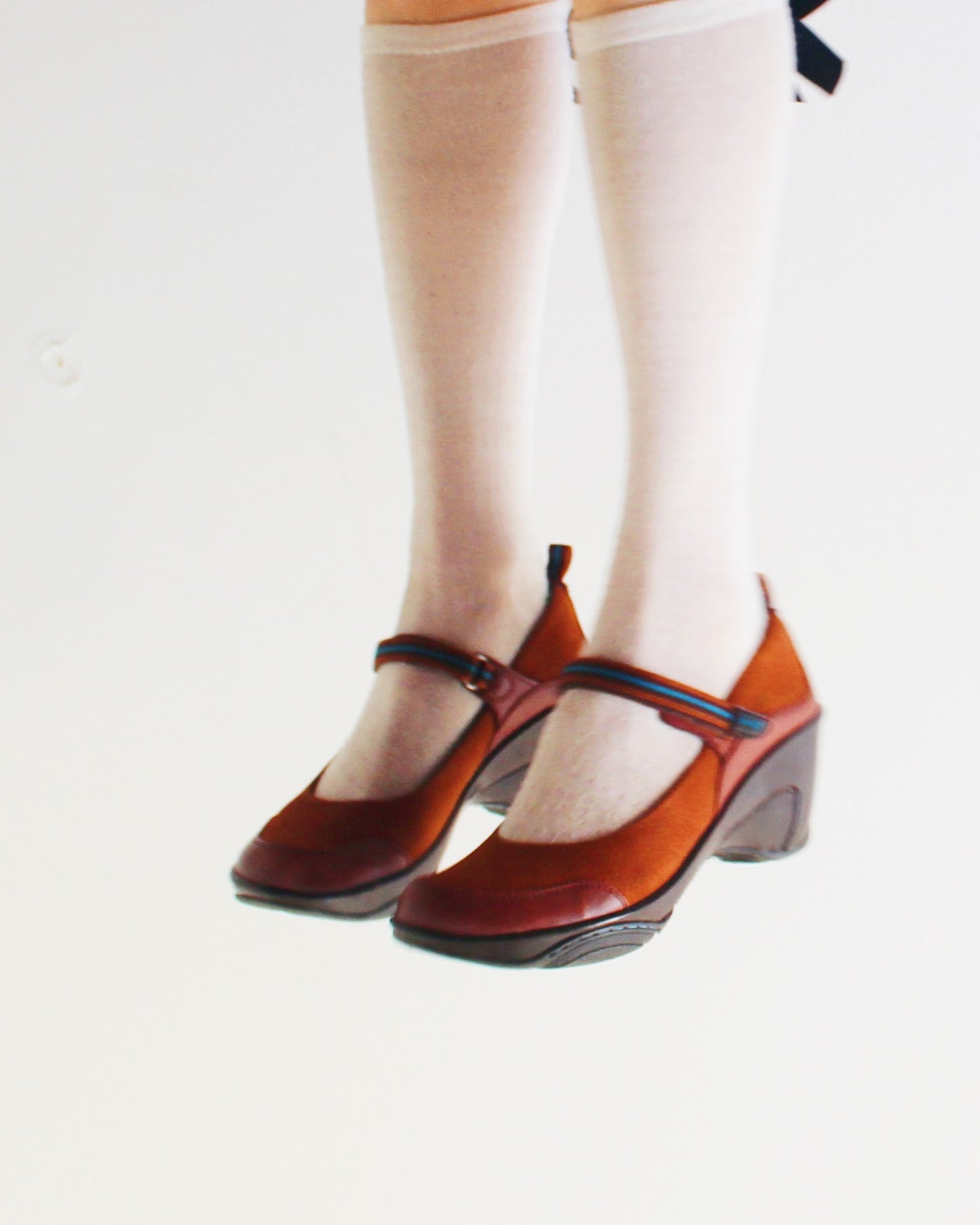 J41 Adventure On Brown Leather Mary Janes | Chunky Heel Orthopedic Support | Coquette Academic Summer Shoes