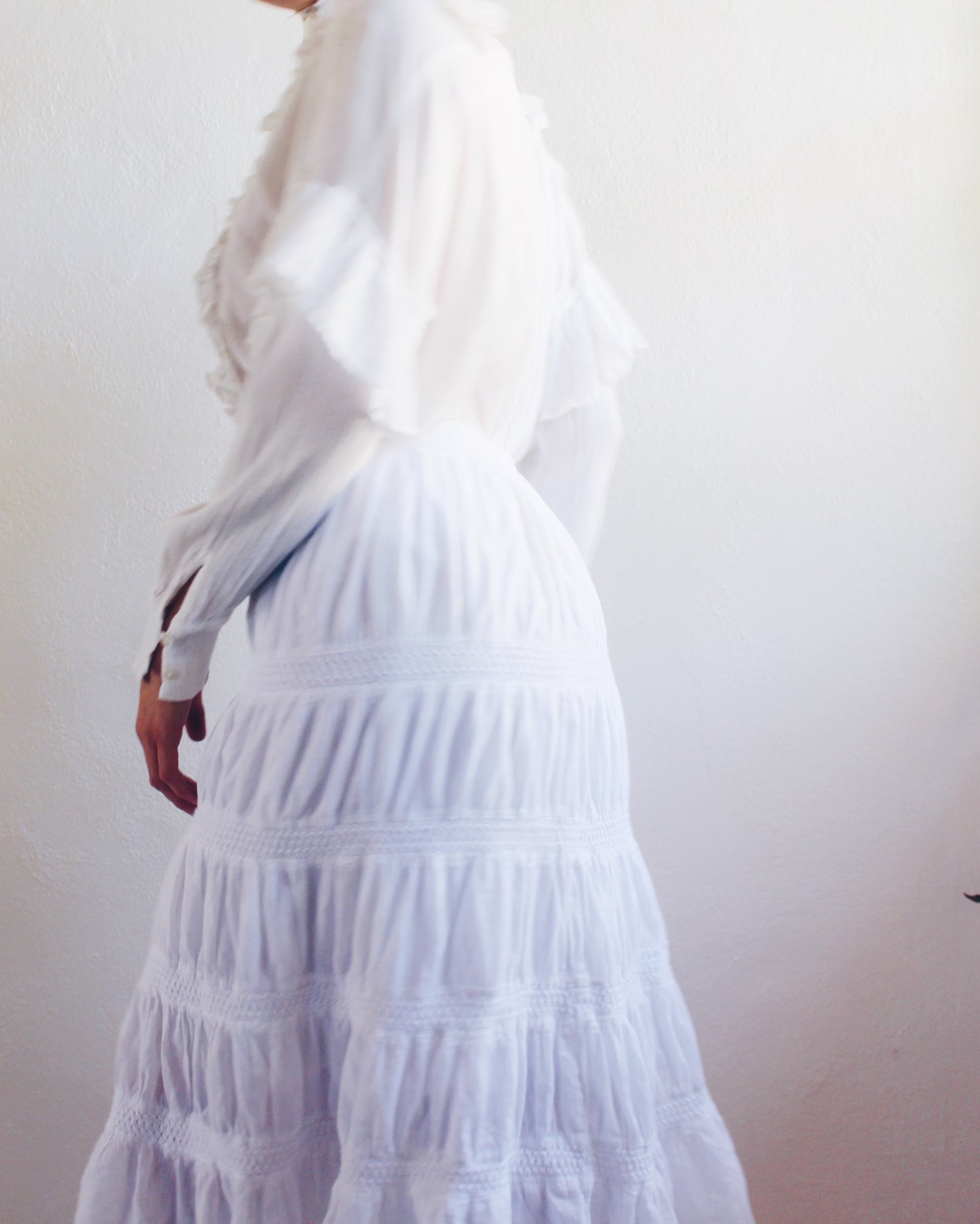 AllSaints White Gauzy Cotton Blouse – Edwardian-Inspired Ethereal Top | Whimsical Cottagecore Style