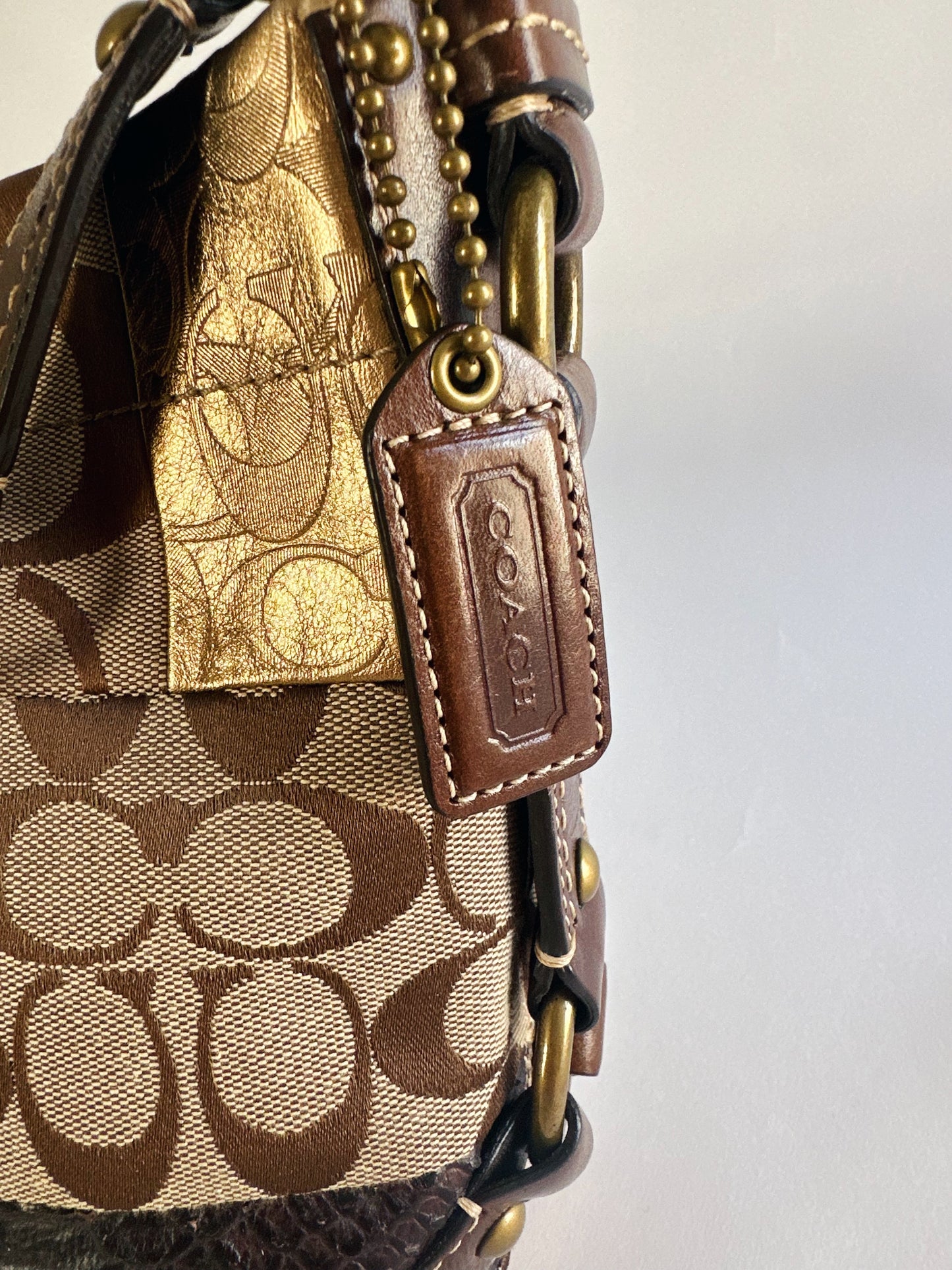 Vintage Y2K Coach Brown Animal Print Patchwork Leather Purse – Legacy Carly Coach, Designer Statement Bag in Pristine Condition