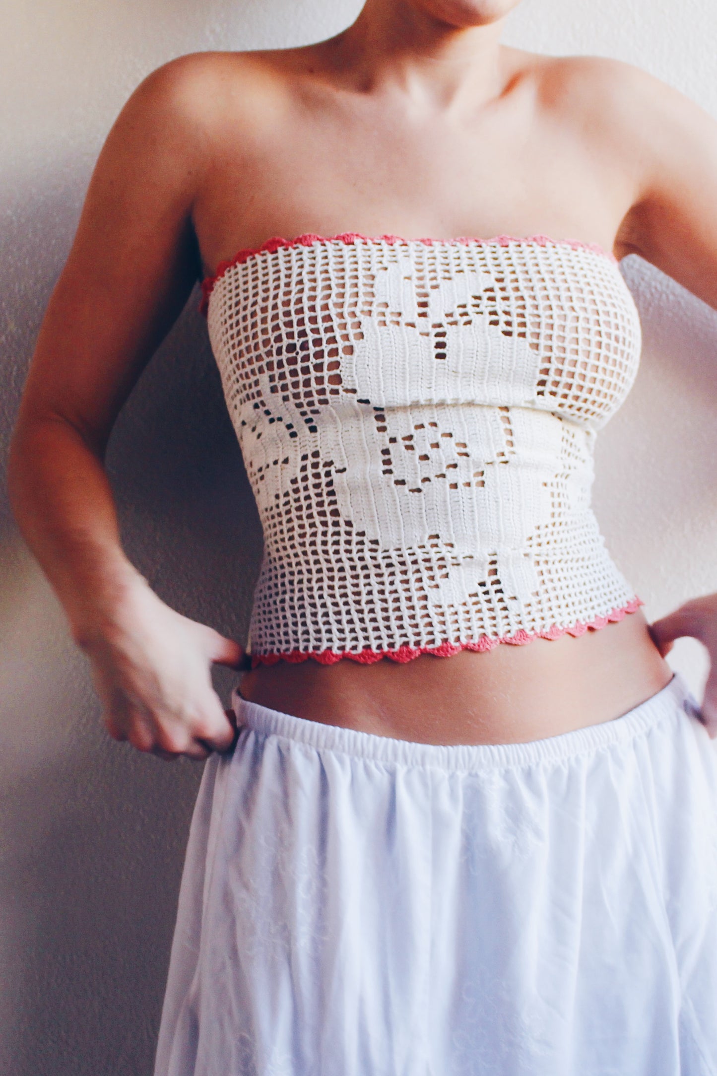 Vintage crochet Magic: Upcycled Doily Crop Top for Whimsy Lovers / repurposed doily top / upcycled macrame crop top