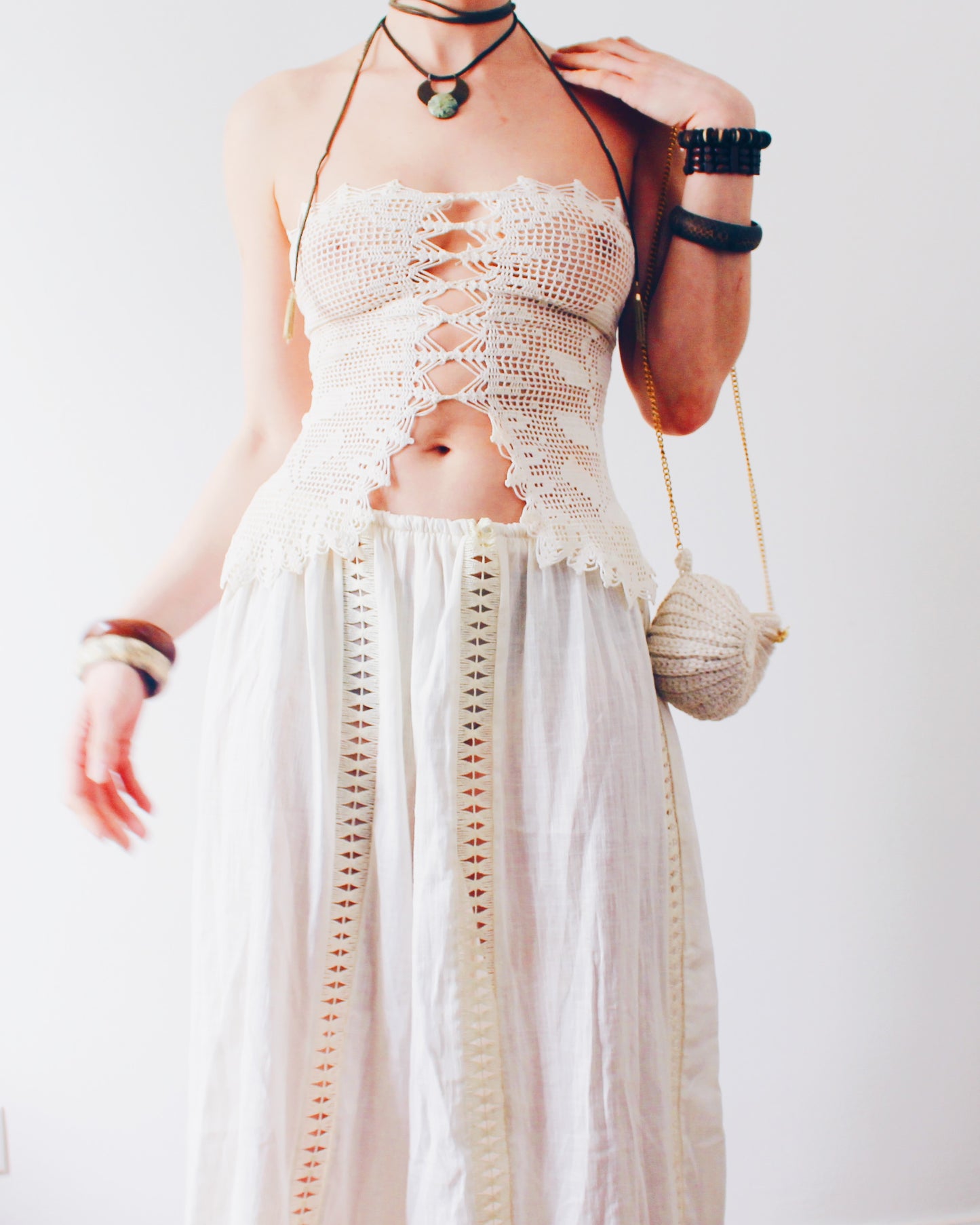 Crochet Couture: Upcycled Doily Crop Top - Reworked vintage - Coachella outfit
