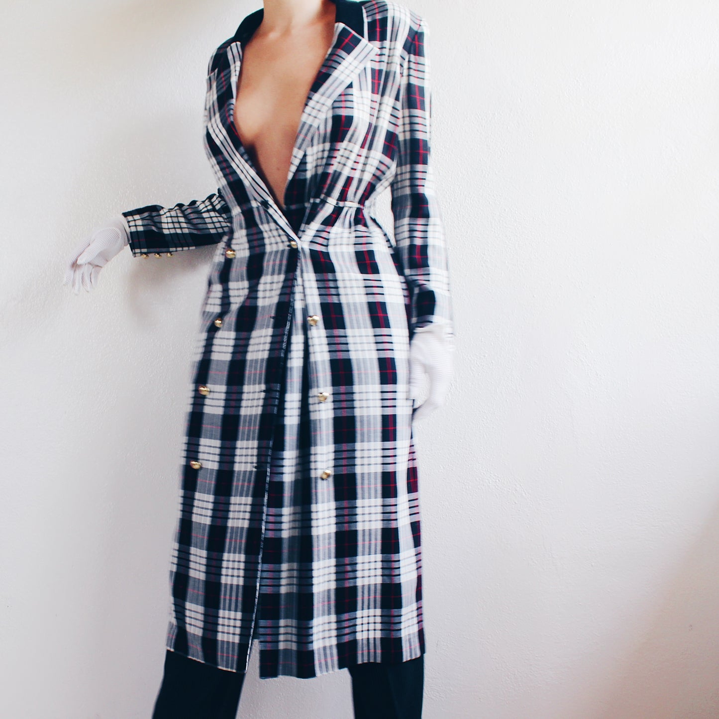 Vintage 90s Plaid Blazer Dress | Chic British Layering Piece - Thom Browne Style