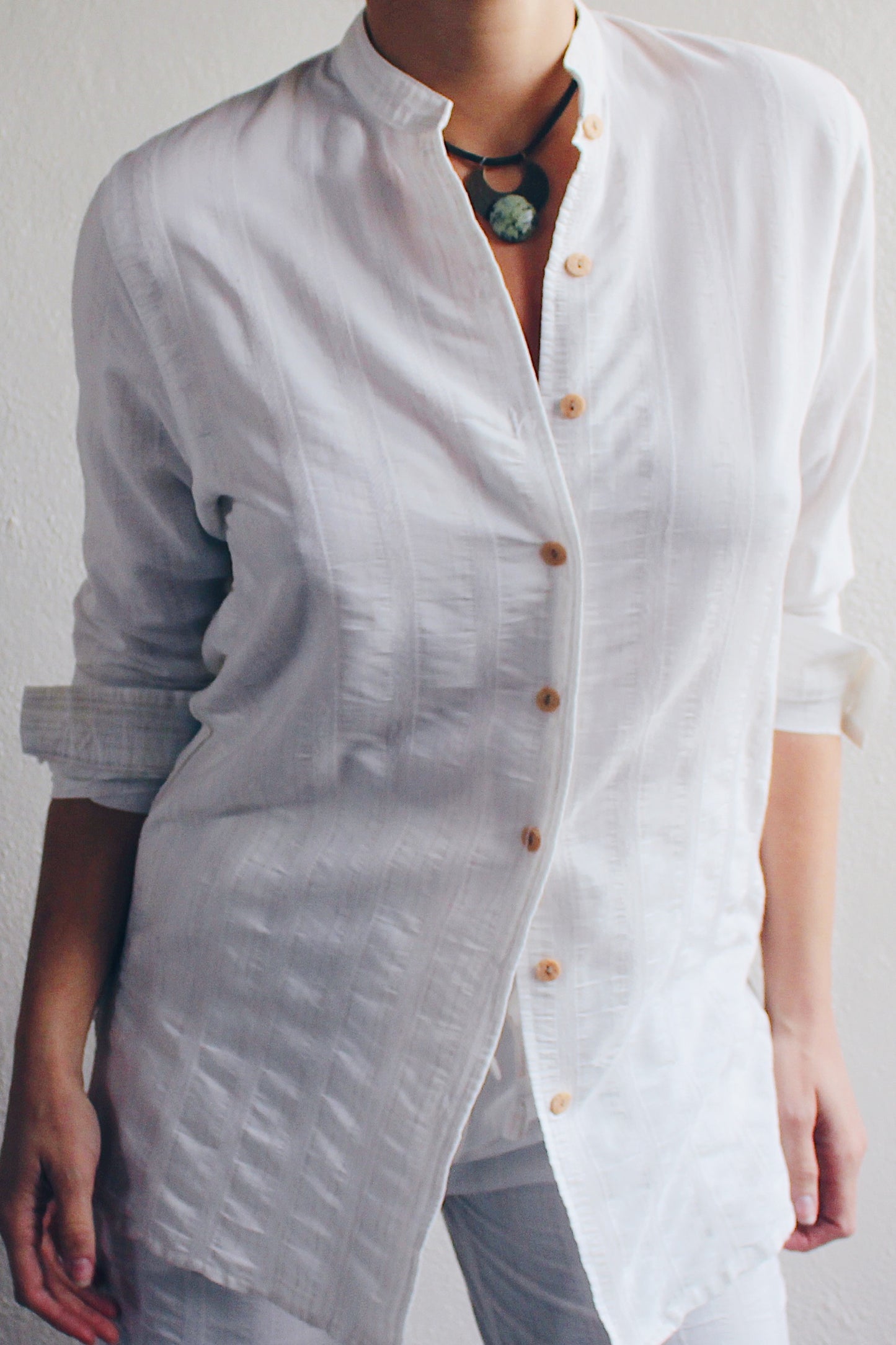 Vintage Beauty Minimalism: White Oat Bliss in Rayon-Linen Blend Matching Set!