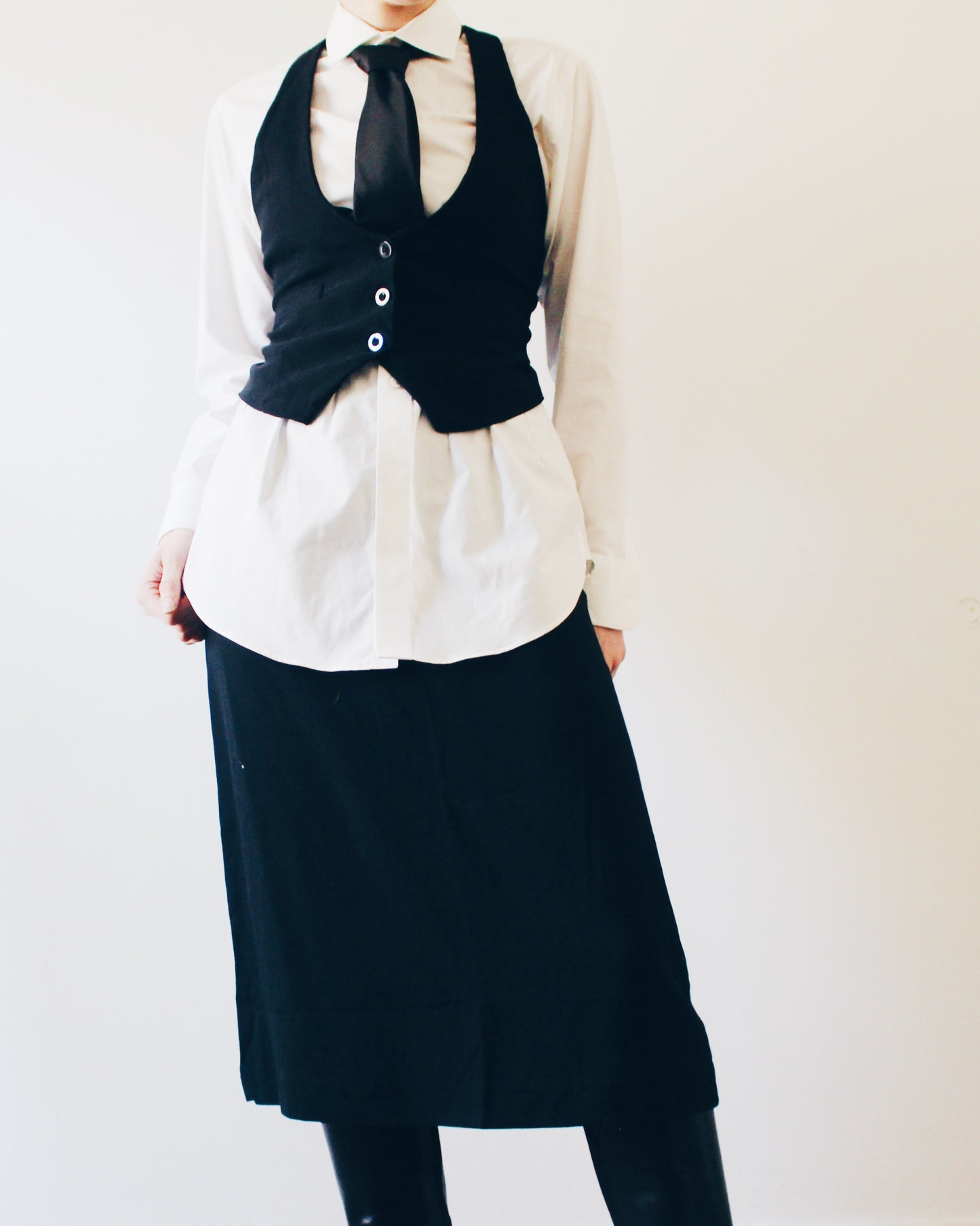 Vintage Banana Republic Black Wool Blend Midi Skirt - Minimalist Office Skirt Semi Formal Workwear Sleek Layering Skirt