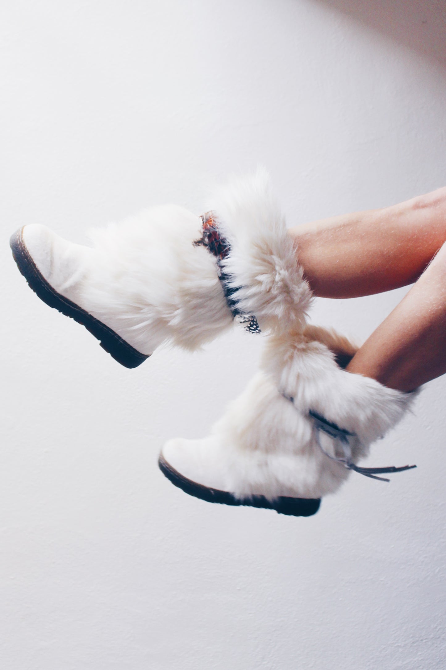 Y2K Fur Fashion: White Bearpaw Boots