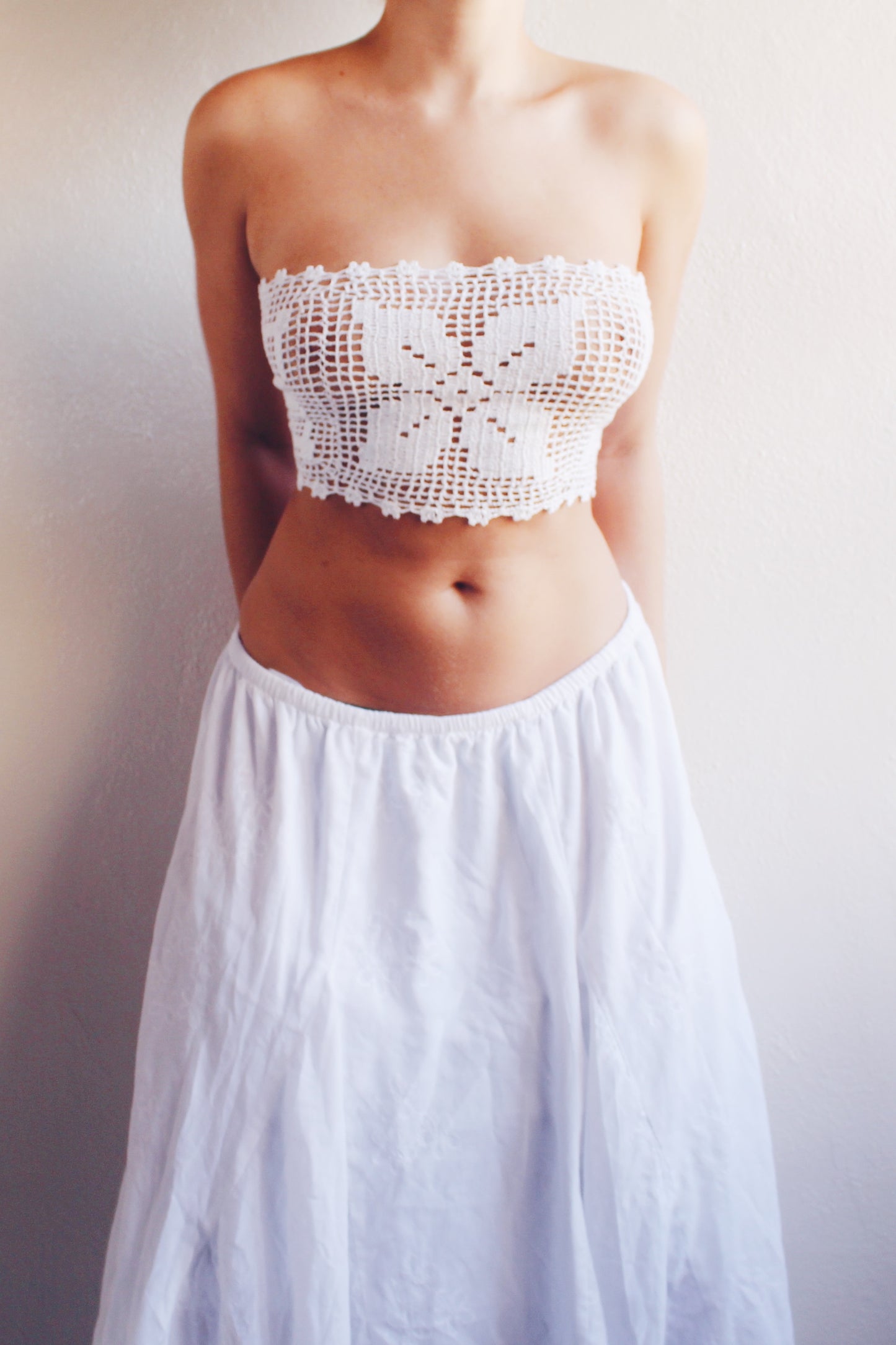 Vintage Lace Magic: Upcycled Doily Crop Top for Whimsy Lovers / repurposed doily top / upcycled macrame crop top