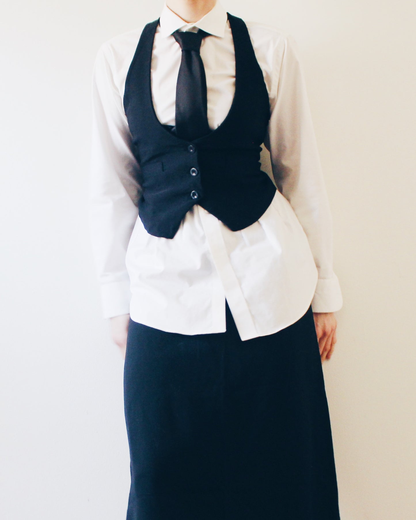 Vintage Banana Republic Black Wool Blend Midi Skirt - Minimalist Office Skirt Semi Formal Workwear Sleek Layering Skirt