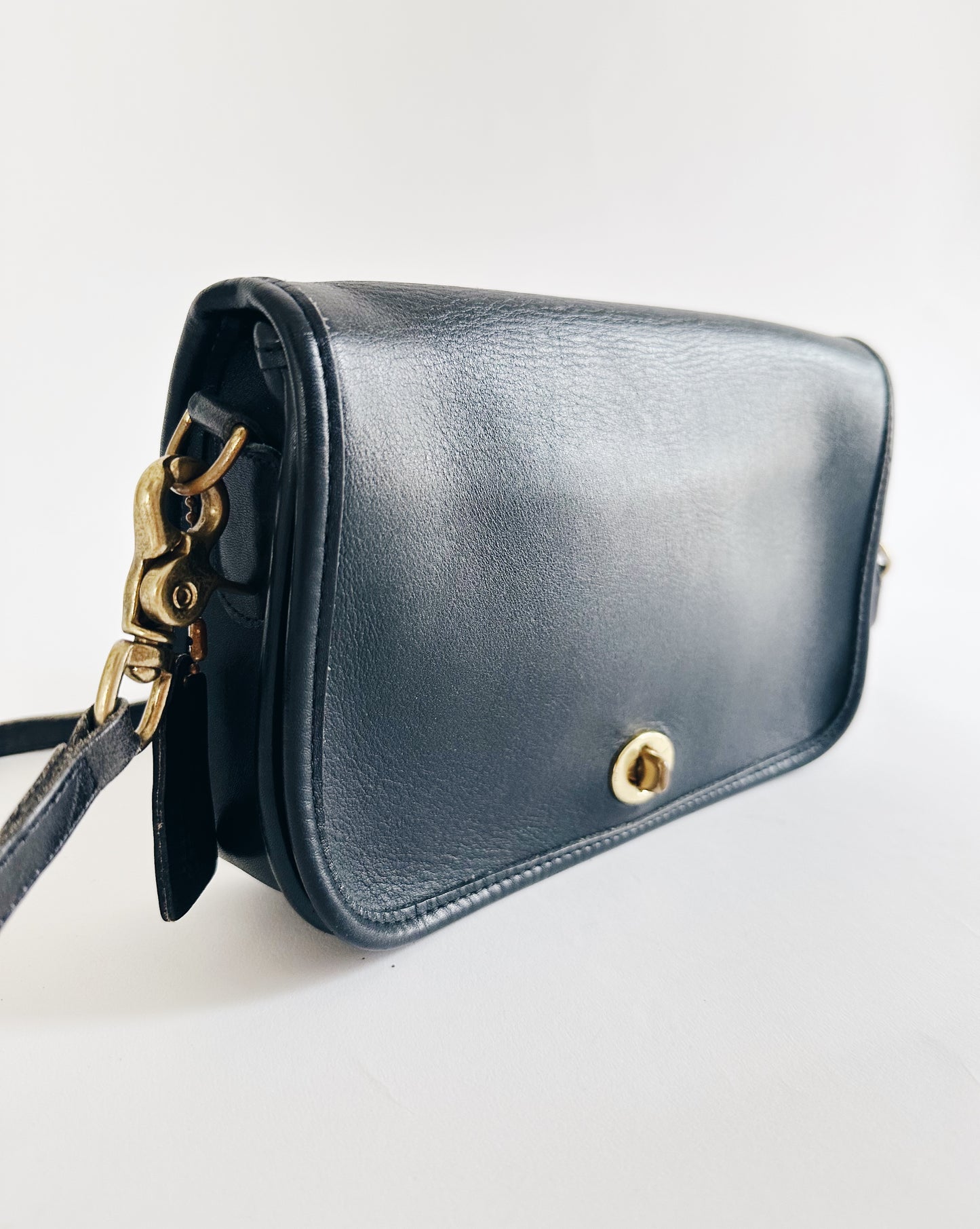 Vintage Coach Black Patent Leather Crossbody – 90s Minimalist Chic Bag