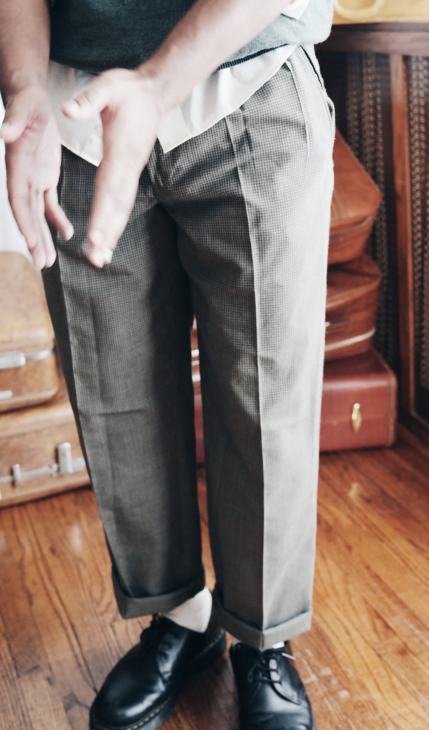 Vintage Men's Green Tailored Trousers - Dark Academia 80s Fashion