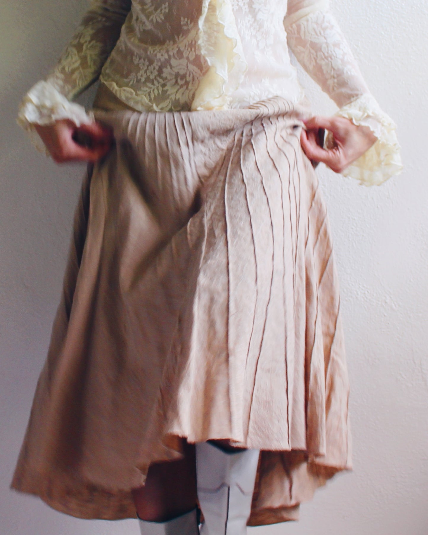 Vintage 90s Tan Linen Cotton Blend Folk Skirt - Boho Hippie Cottagecore Style | Perfect for Summer