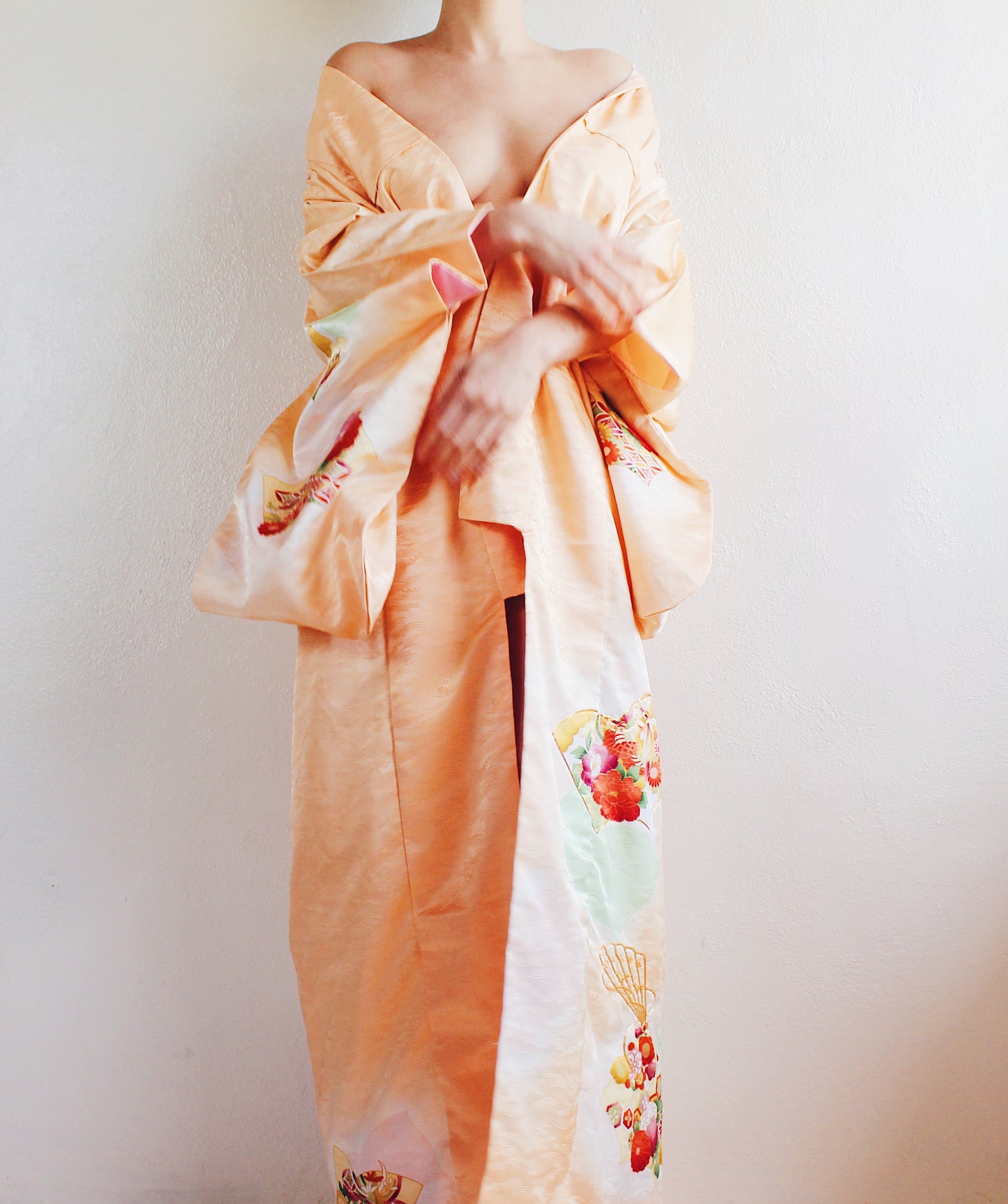 Vintage Peach Japanese Kimono - Kawaii Cute Romantic Spring Blossom