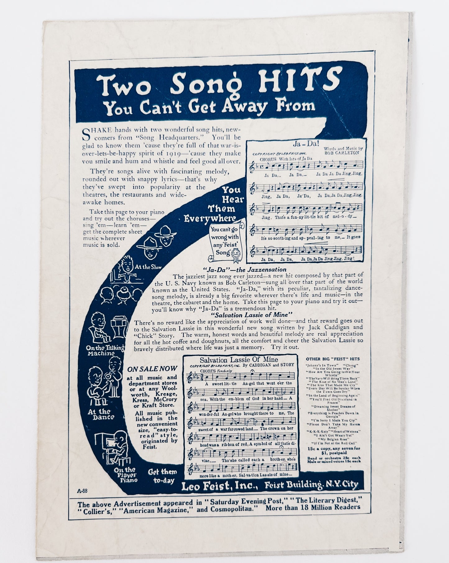 Antique Sheet Music "Alabama Lullaby" Cal DeVoll | Art Deco Bird Wall Art | 1920s Yellow Blue Illustration Decor