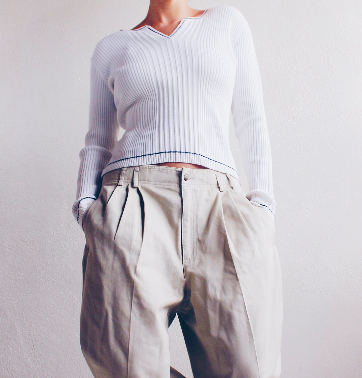 Vintage Cotton St. John's Bay Ribbed Sweater 90s Minimalist Style