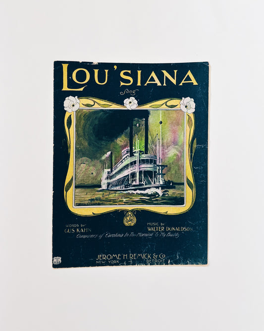 Antique Sheet Music "Louisiana" Walter Donaldson & Gus Kahn | 1920s Floral Wall Art | Vintage Jazz Age Decor