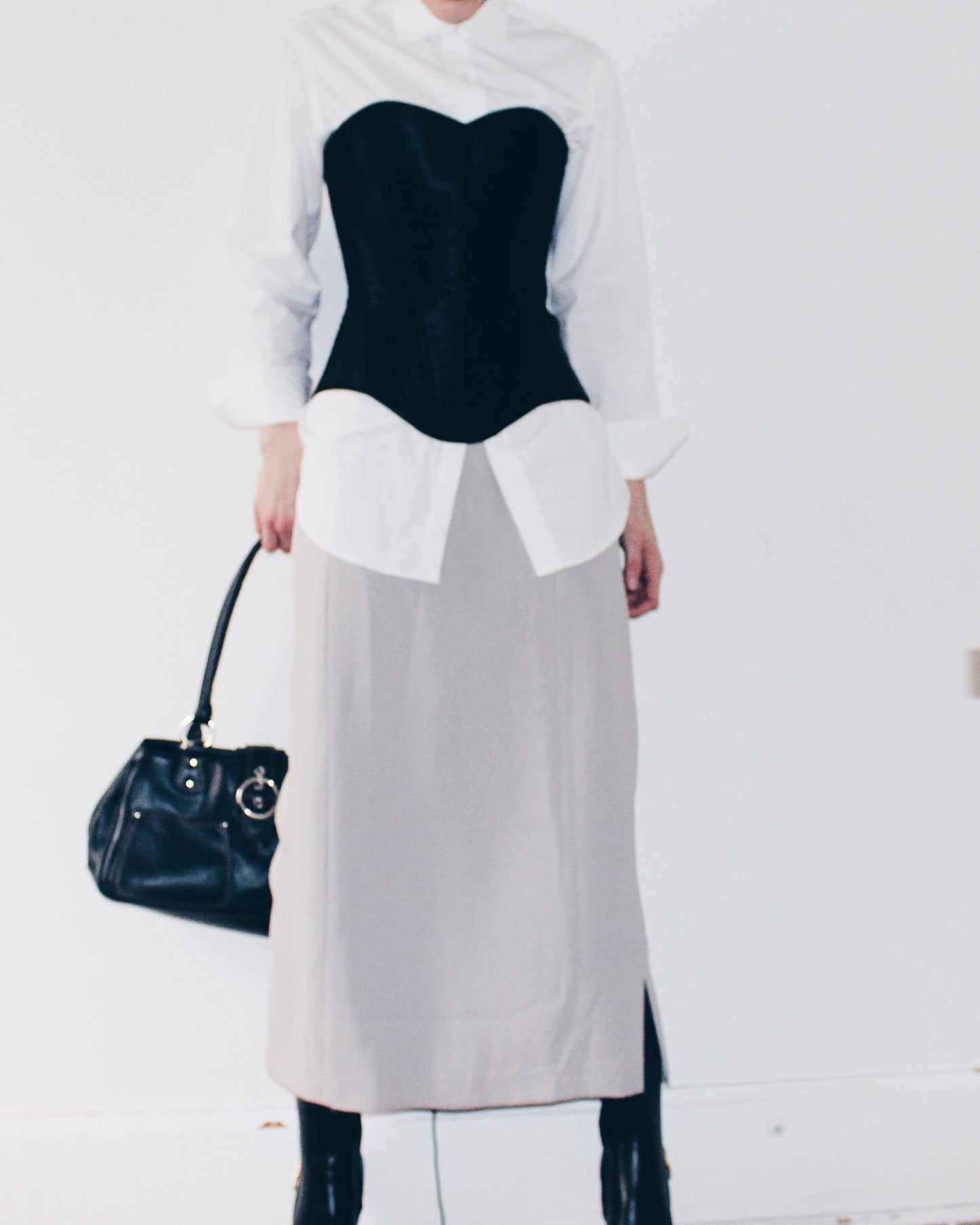 Vintage Grey Maxi Skirt by Karen Scott – 90s Minimalist Long Skirt | High or Low Rise Neutral Capsule Wardrobe Staple