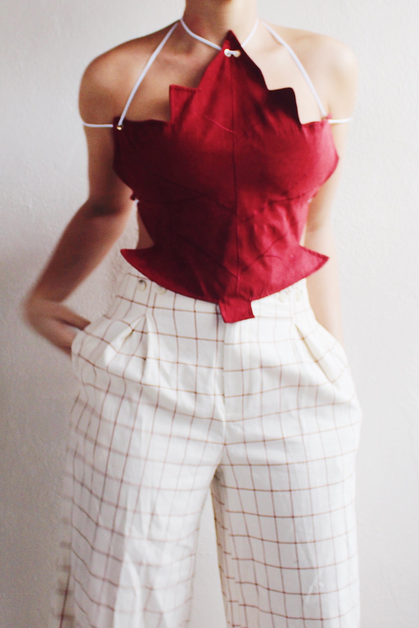 Fall Whimsy: Upcycled Maple Leaf Crop Top from Vintage Placemat for Eco-Chic Bliss!